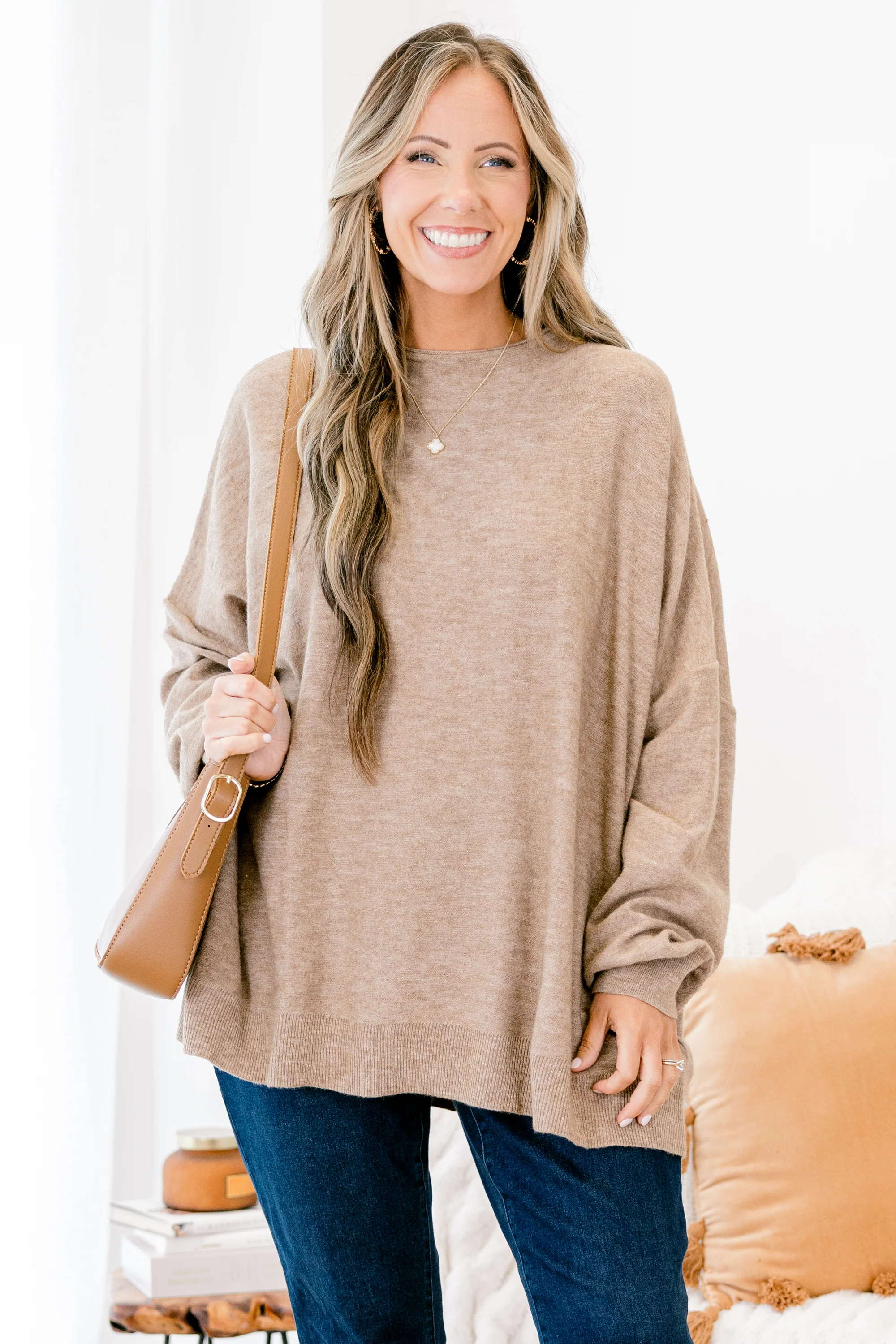 On My Own Sweater, Oatmeal - Weilaico