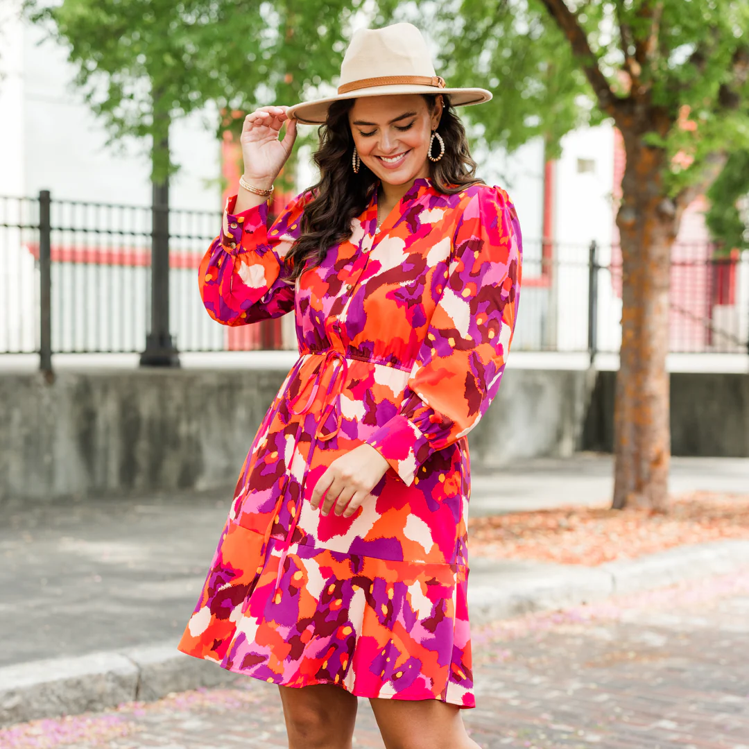 Touch Of Autumn Dress, Pink - Weilaico