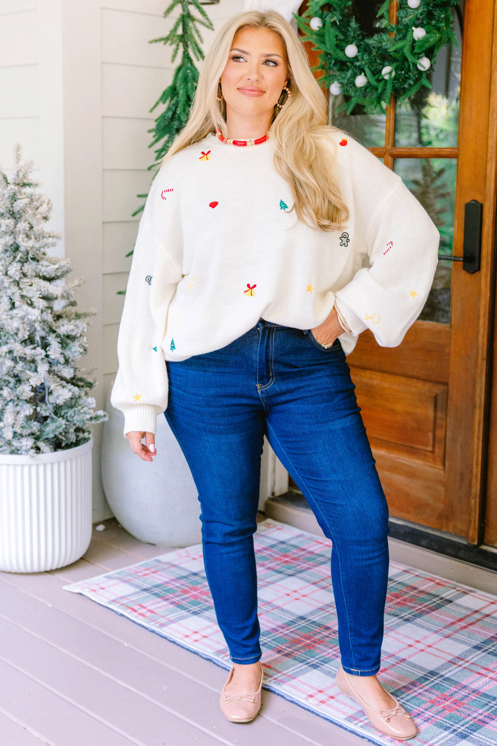 Pure Comfort Sweater, Cream - Weilaico