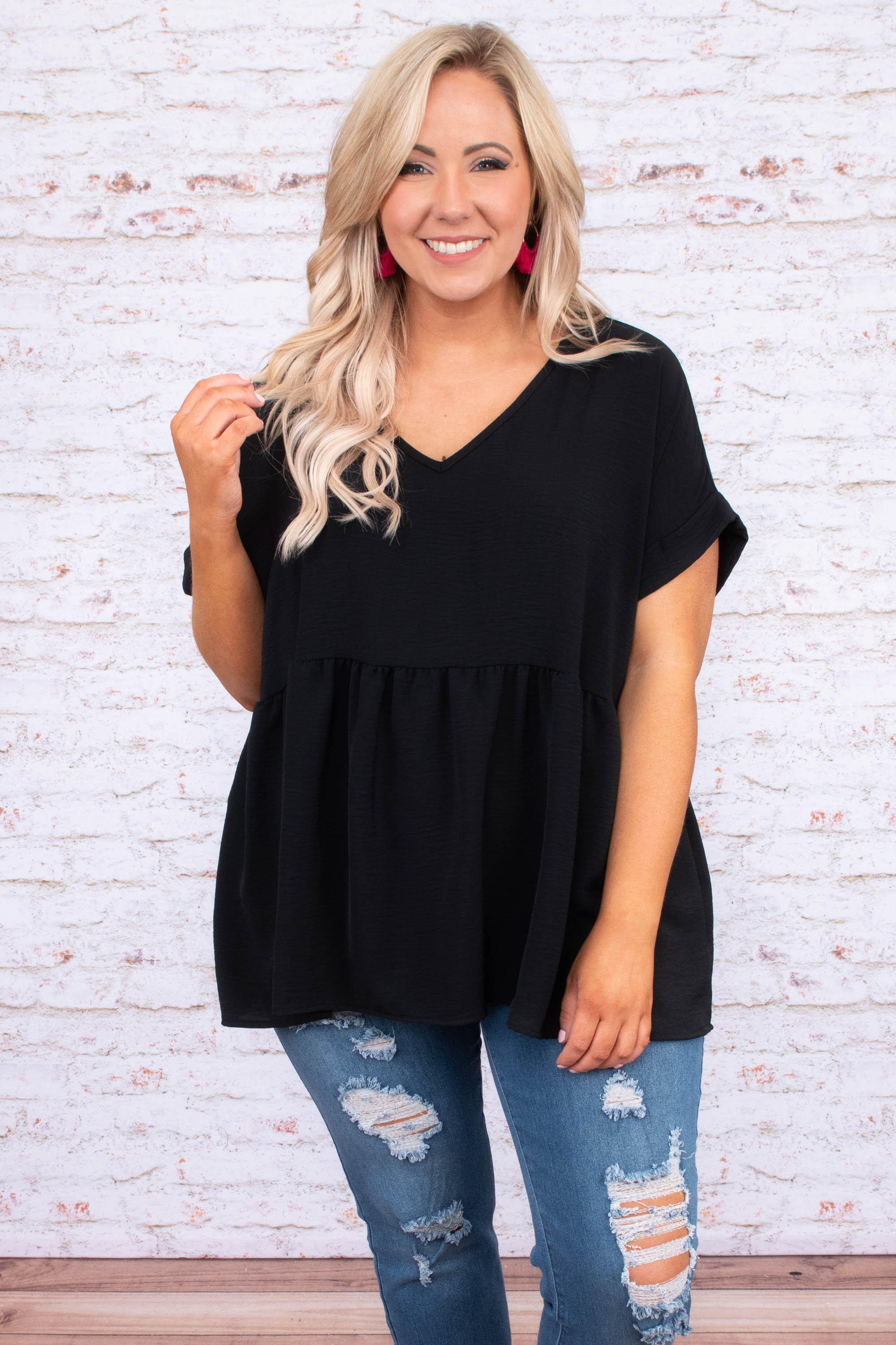 Wide Eyed Gaze Top, Black - Weilaico