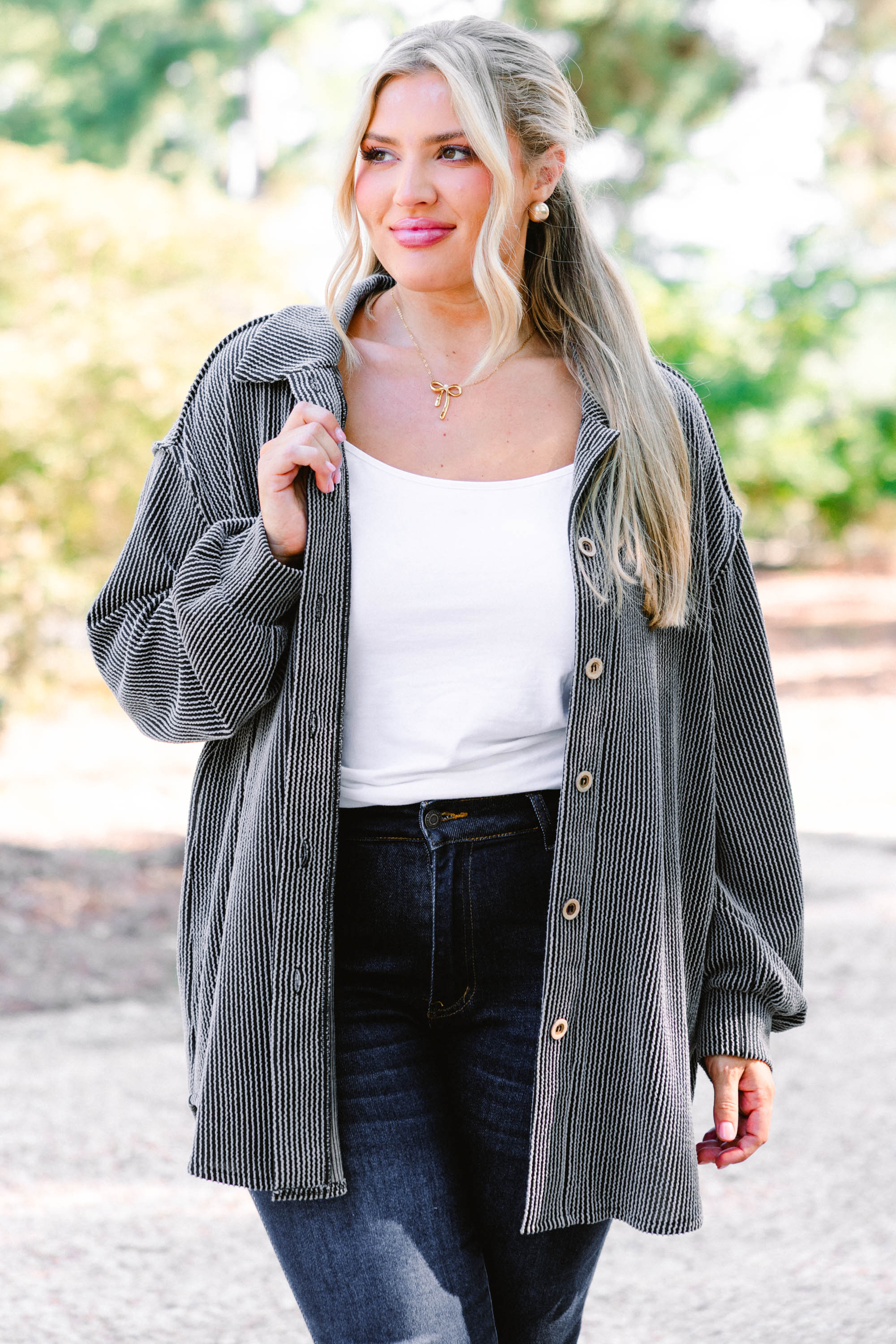 Same For Me Shacket, Charcoal - Weilaico