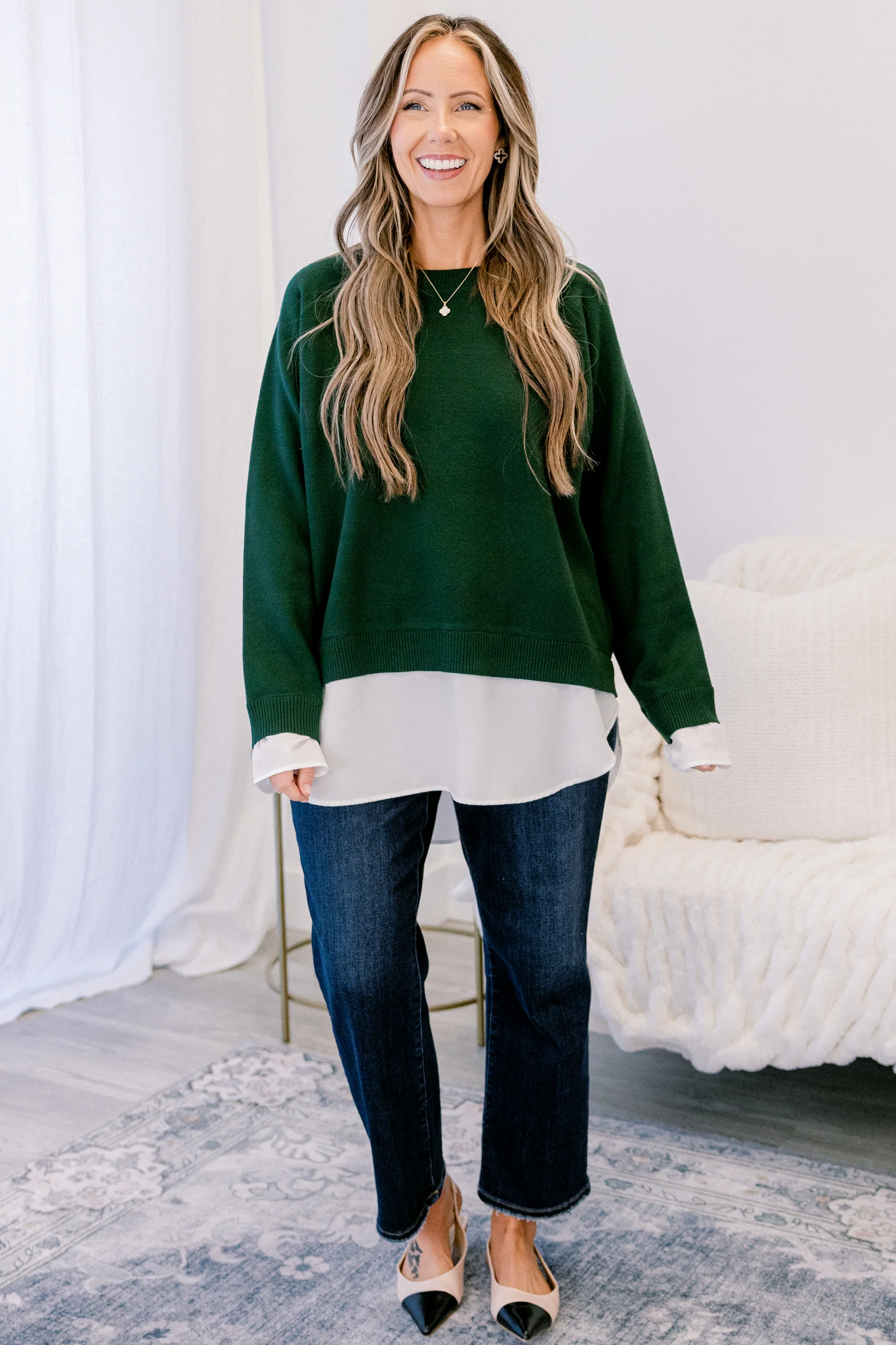 My Ideal Type Sweater, Green - Weilaico
