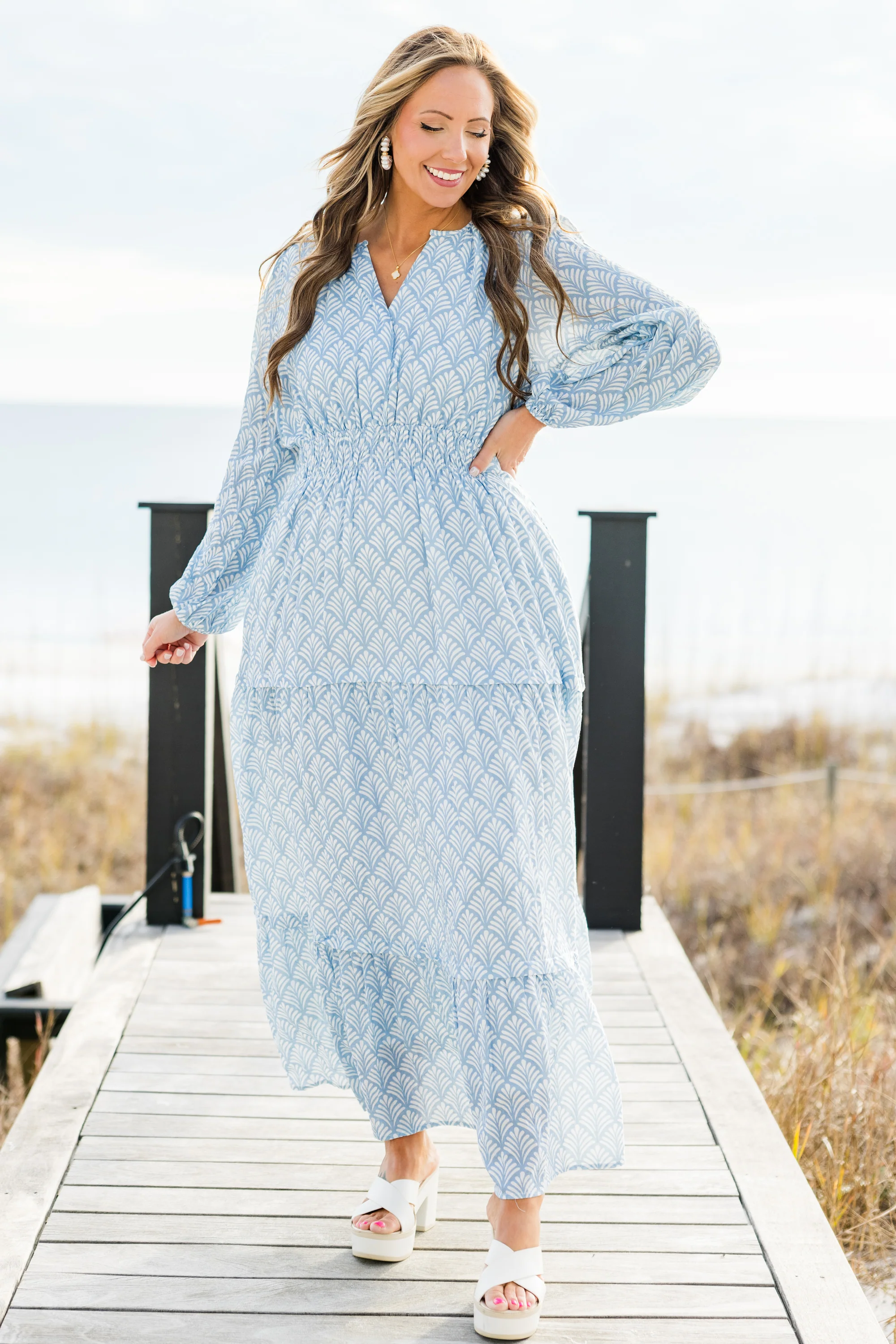 Gift Of Grace Maxi Dress, Blue - Weilaico