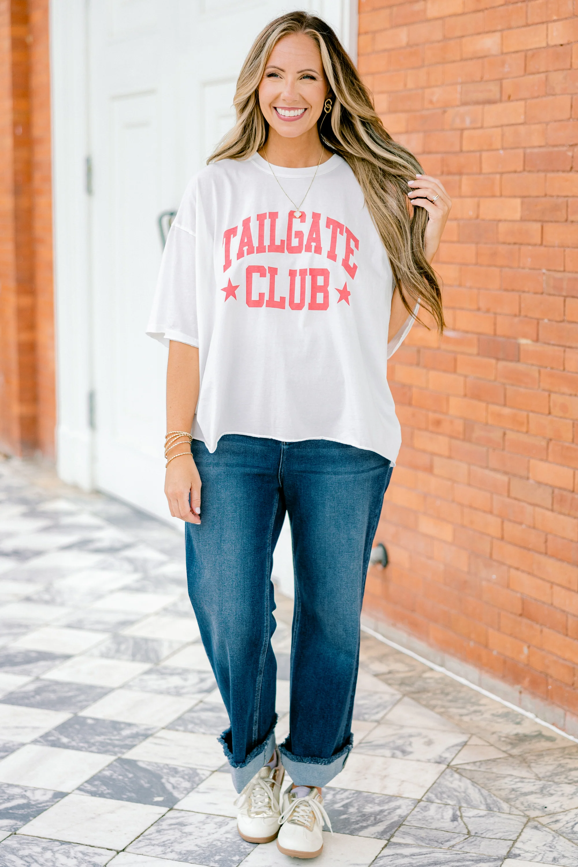 Ready For The Tailgate Vintage Wash Tee, White - Weilaico