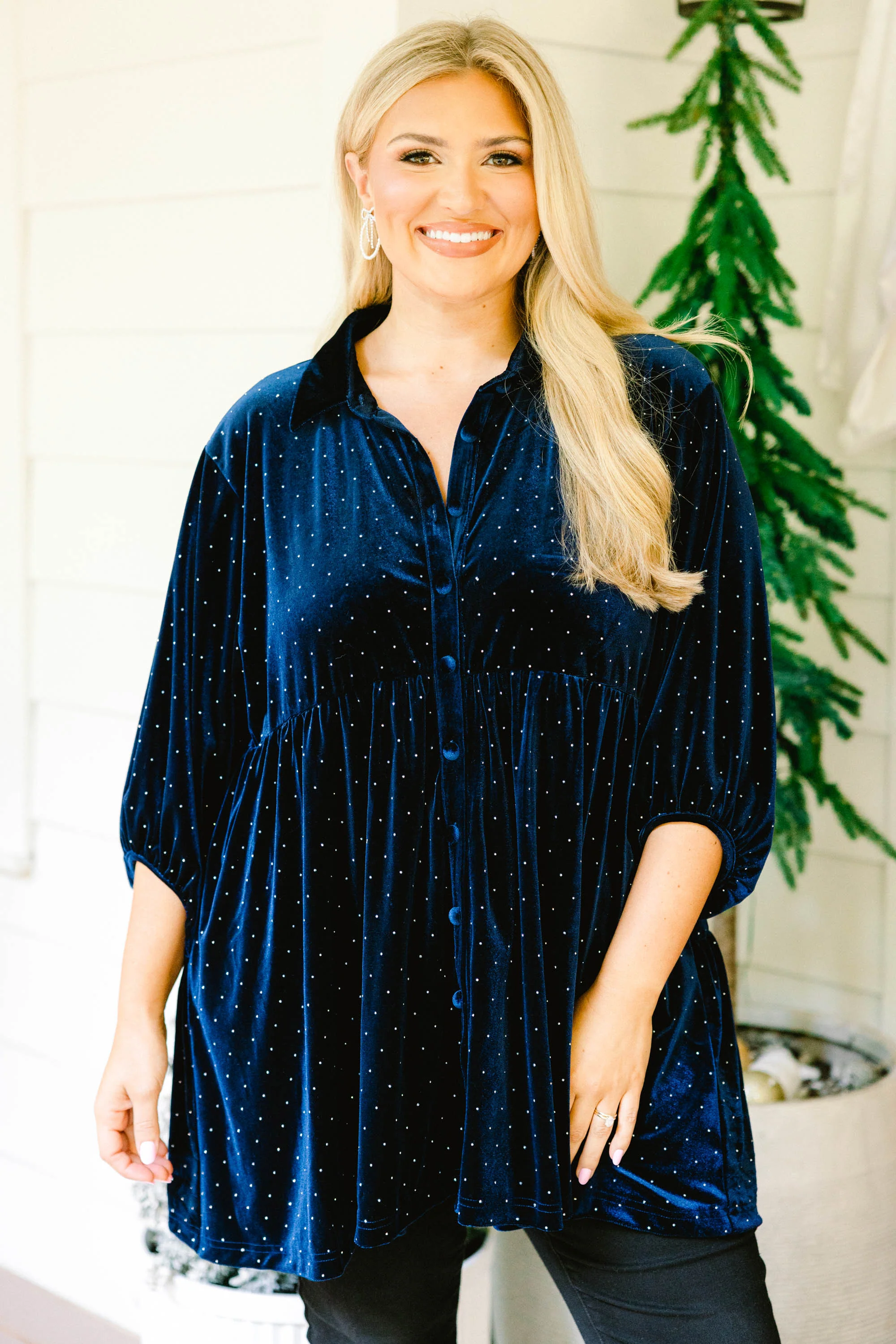 Starry Night Tunic, Navy - Weilaico