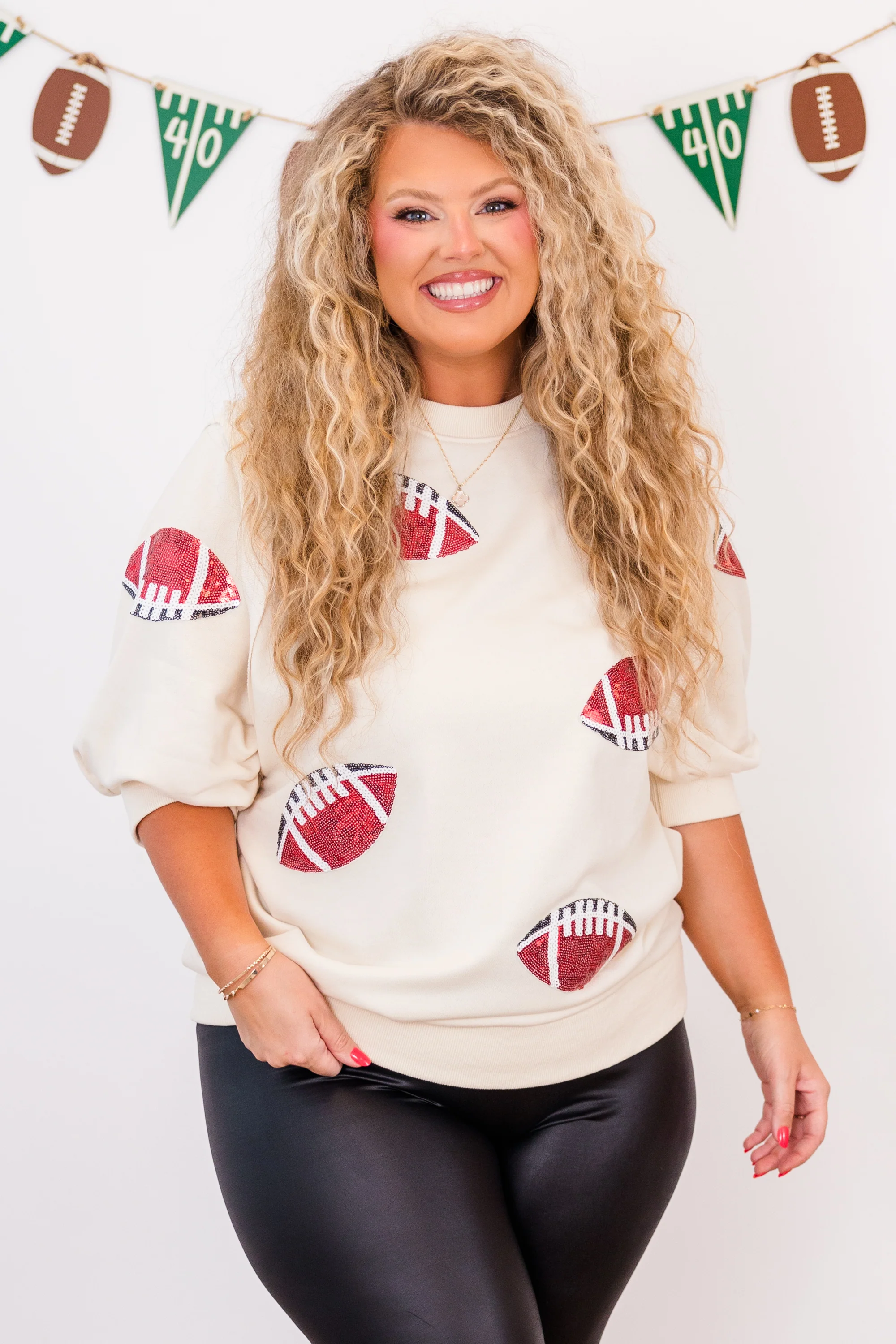 Touchdown Sparkle Top, Ivory - Weilaico