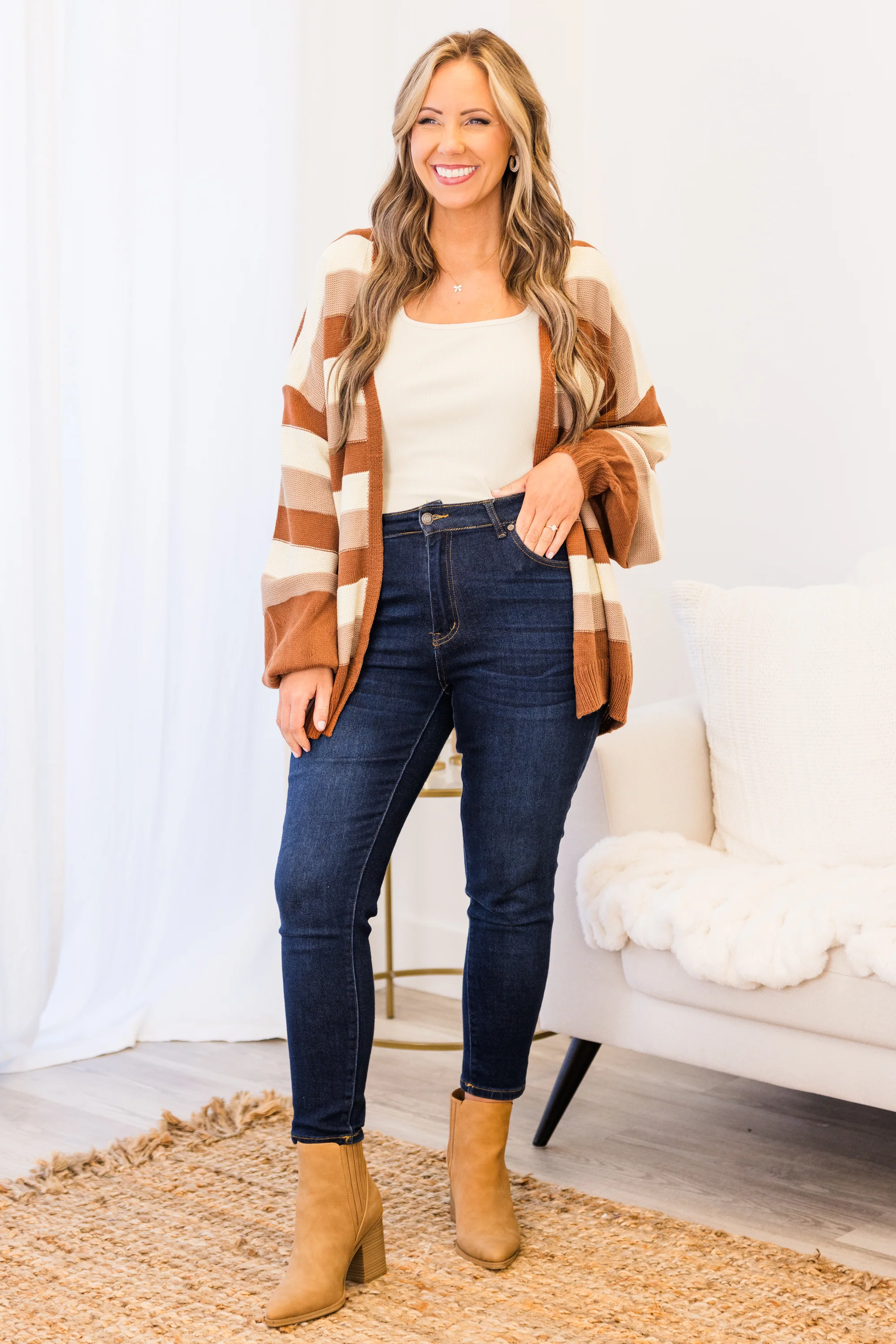 Take Some Time For Yourself Cardigan, Brown - Weilaico