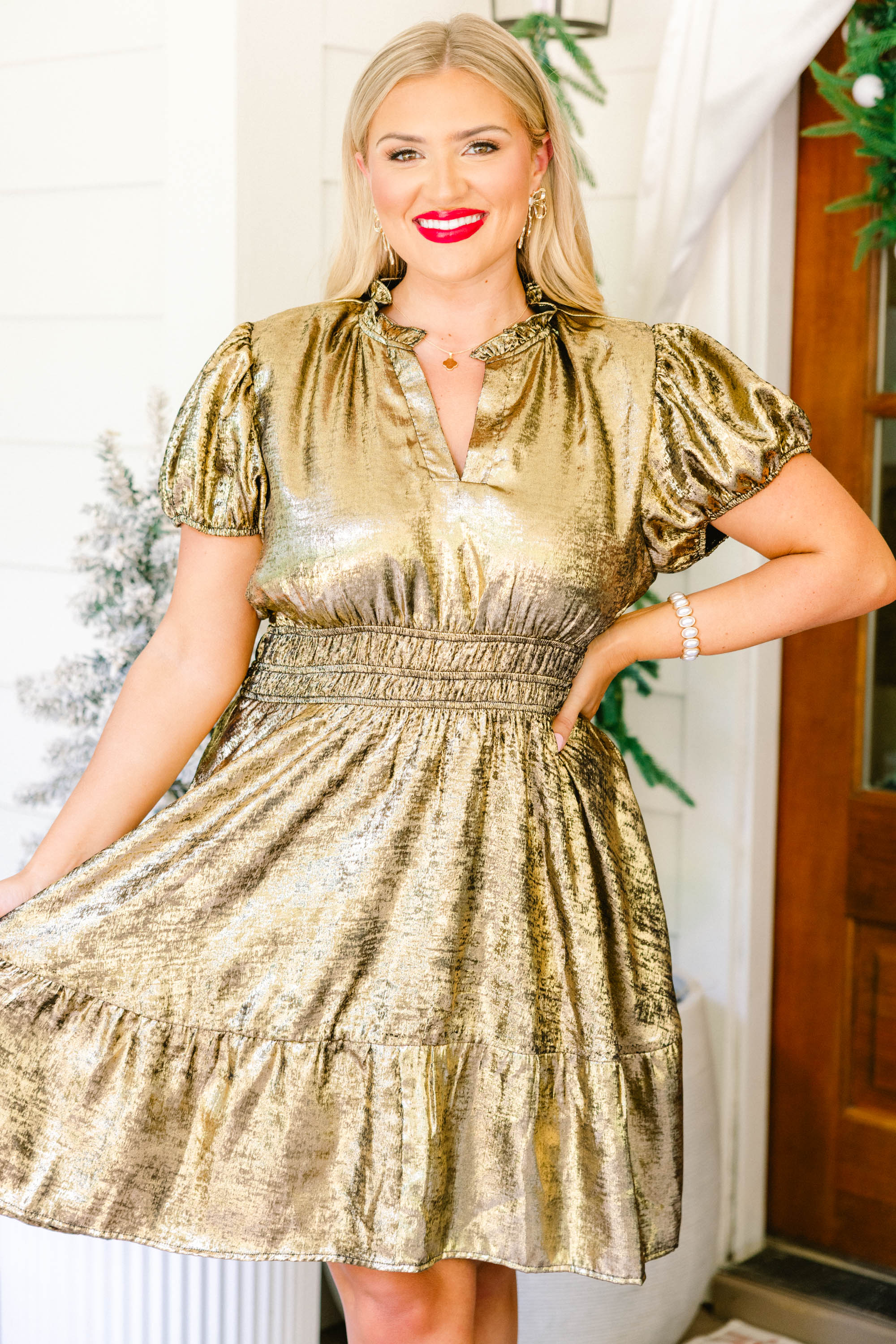 Pretty Please Dress, Gold - Weilaico