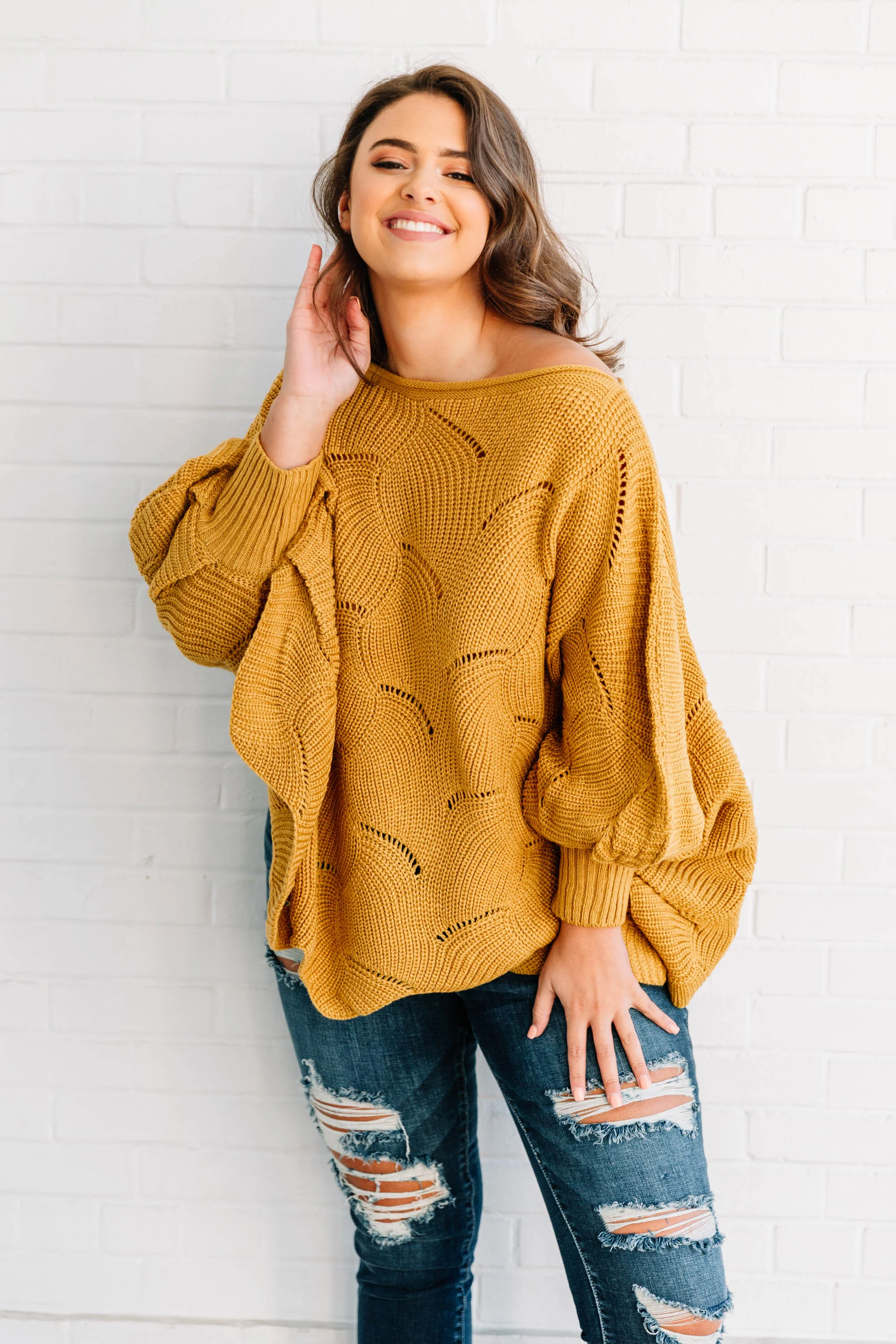 Warm Feelings Sweater, Mustard - Weilaico
