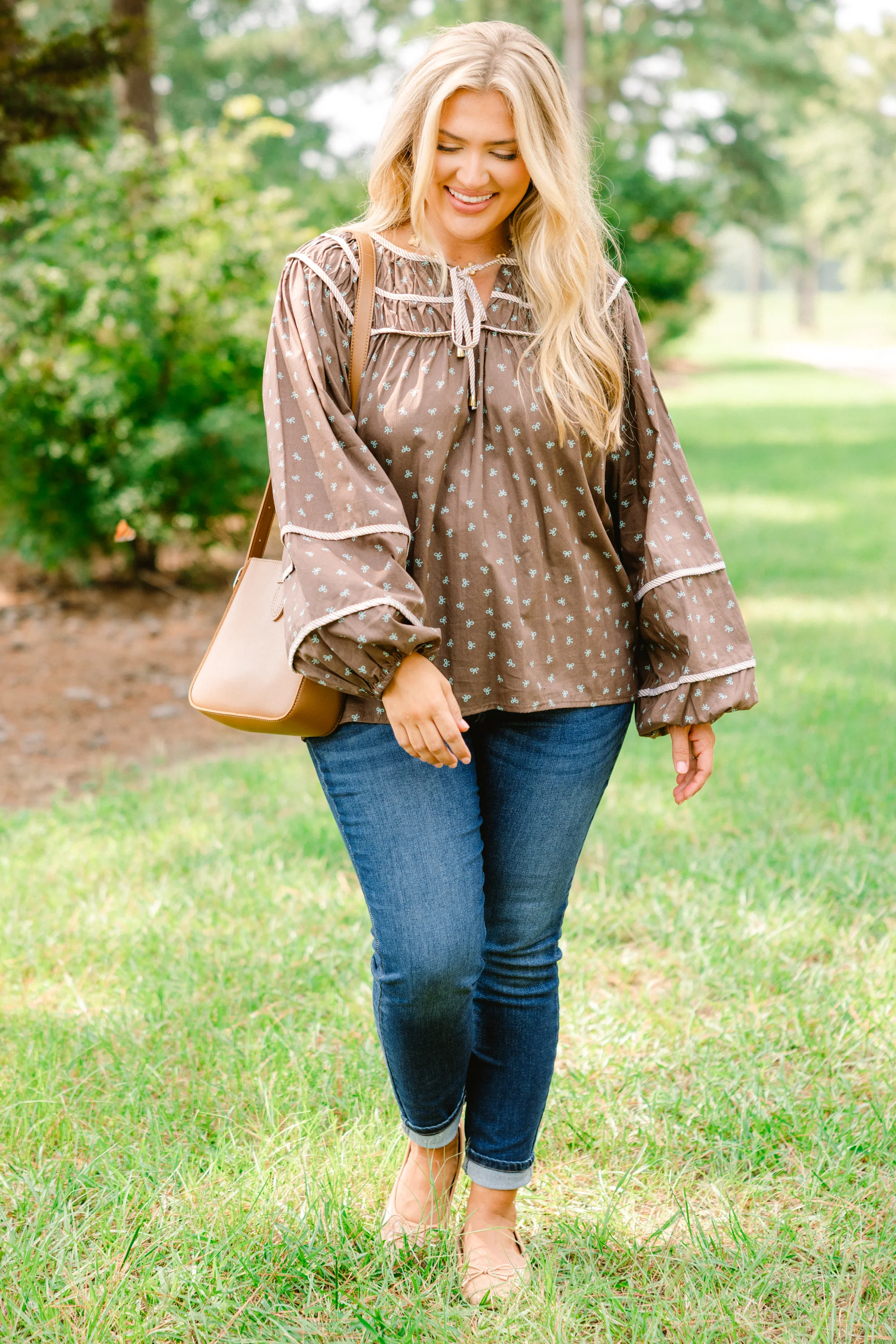 Glowing Moon Top, Brown - Weilaico