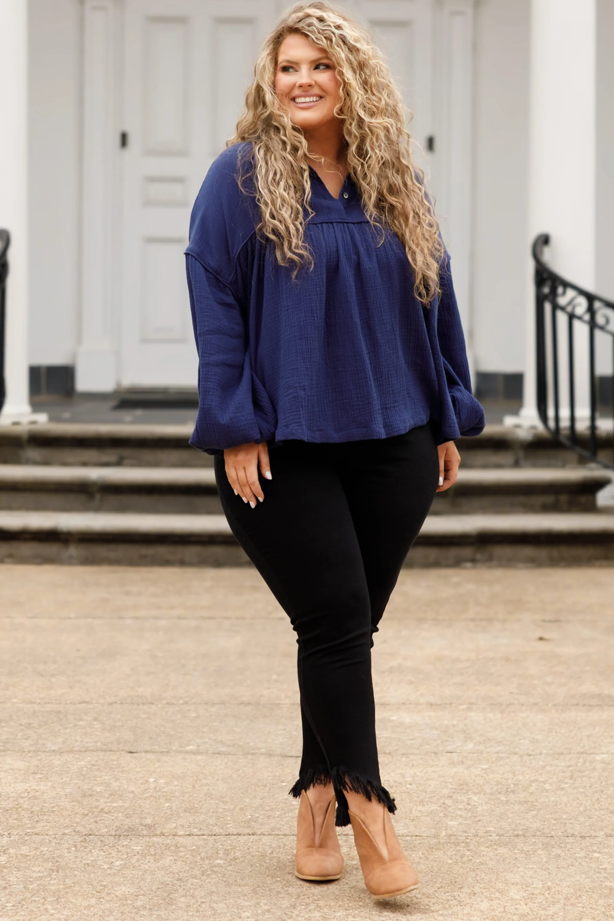 Actions Speak Louder Top, Blue - Weilaico