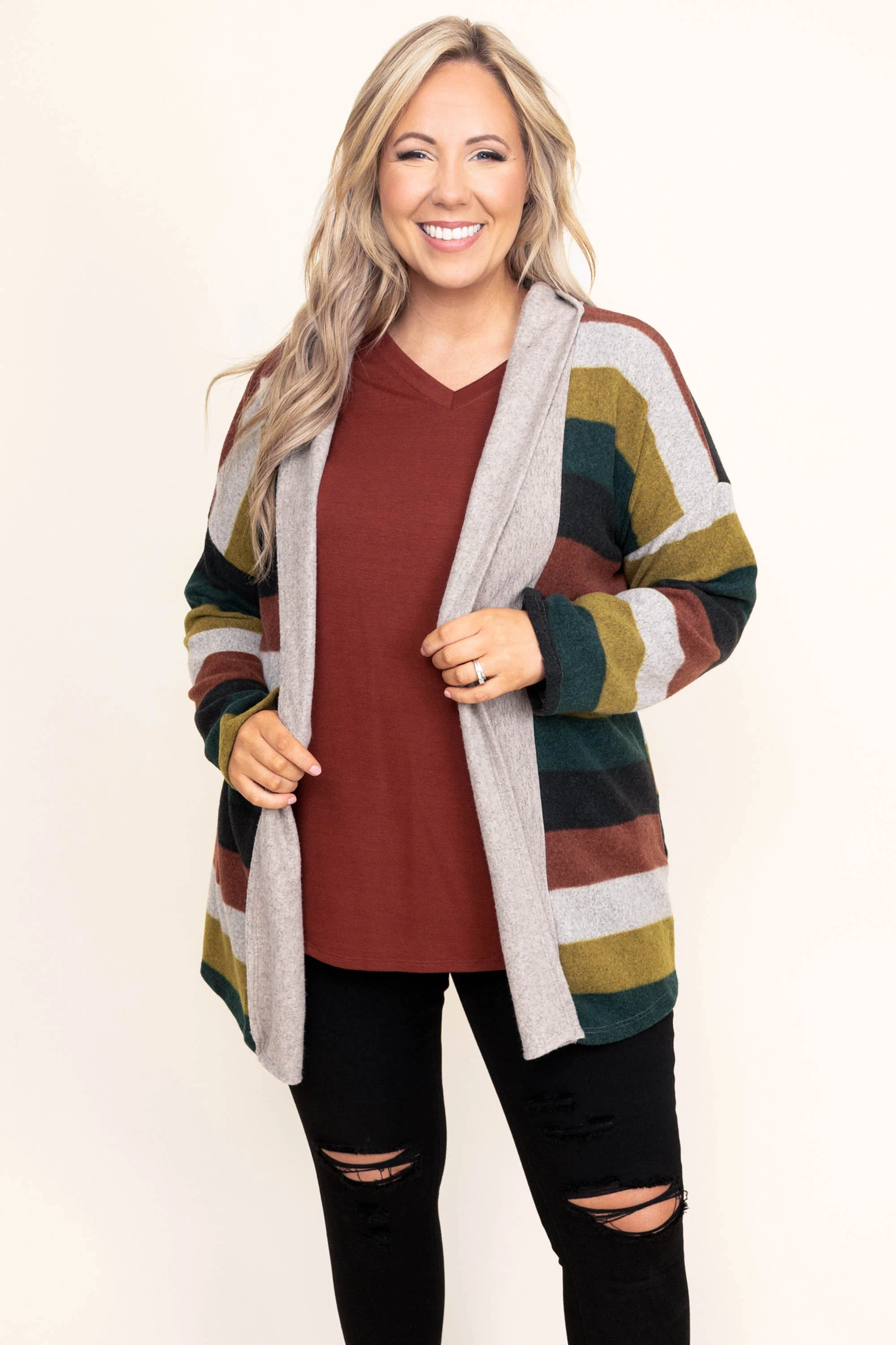 Slowing Down Cardigan, Olive - Weilaico