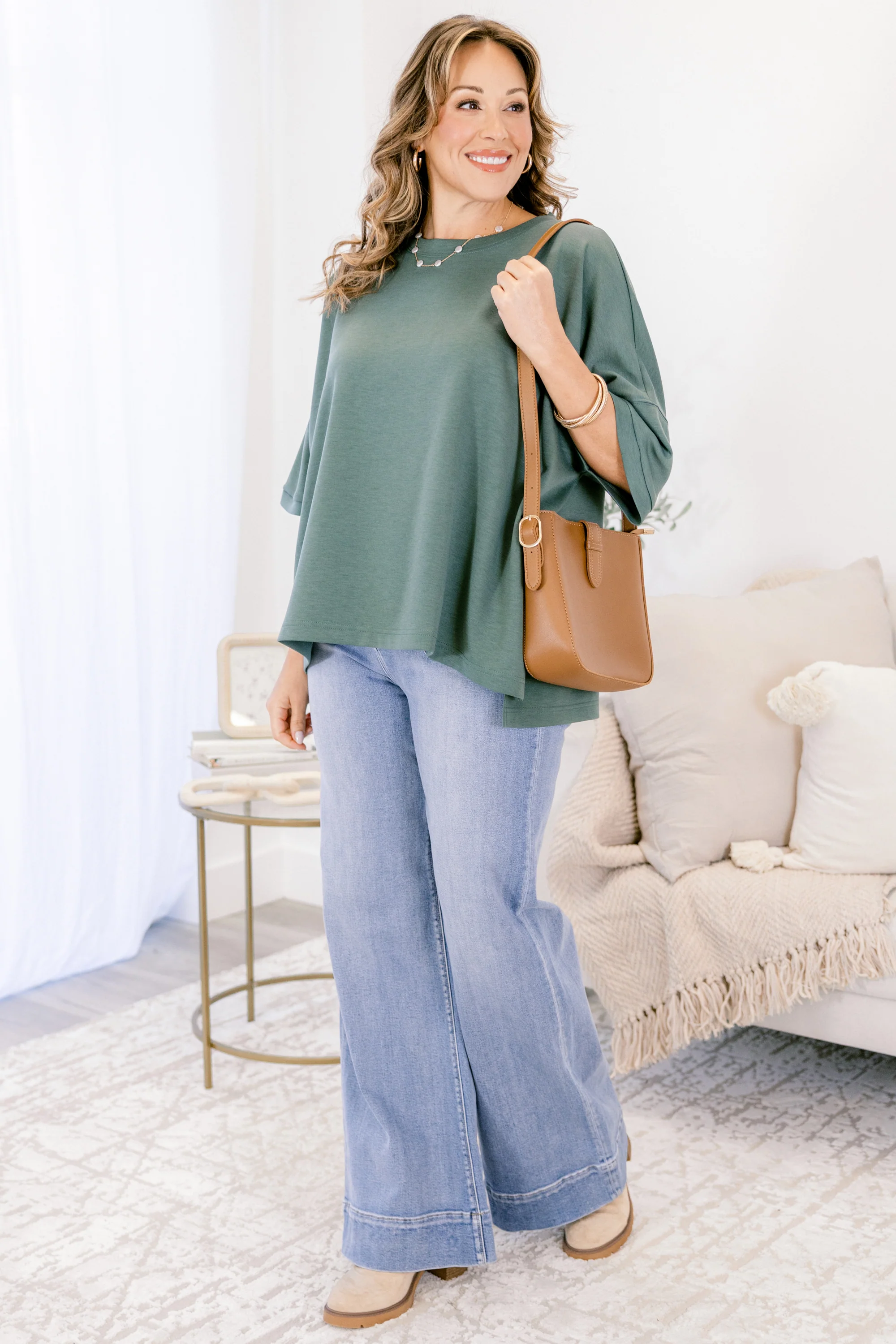 Comfortable Charm Top, Dark Forest - Weilaico