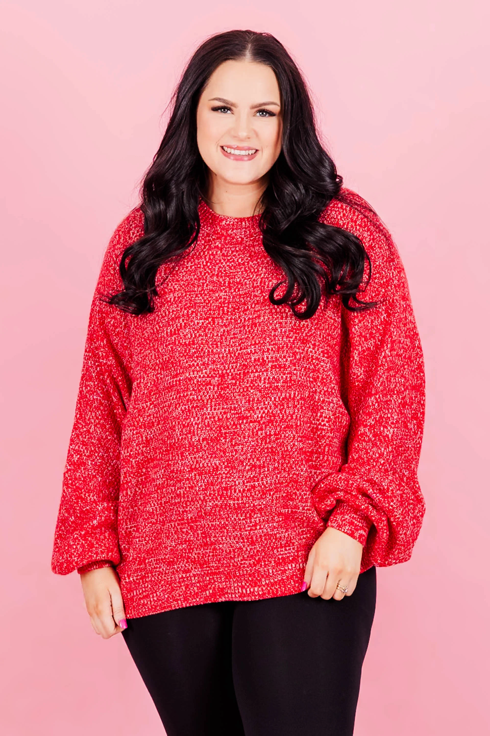 Cozy Bubble Sleeve Sweater, Ruby - Weilaico
