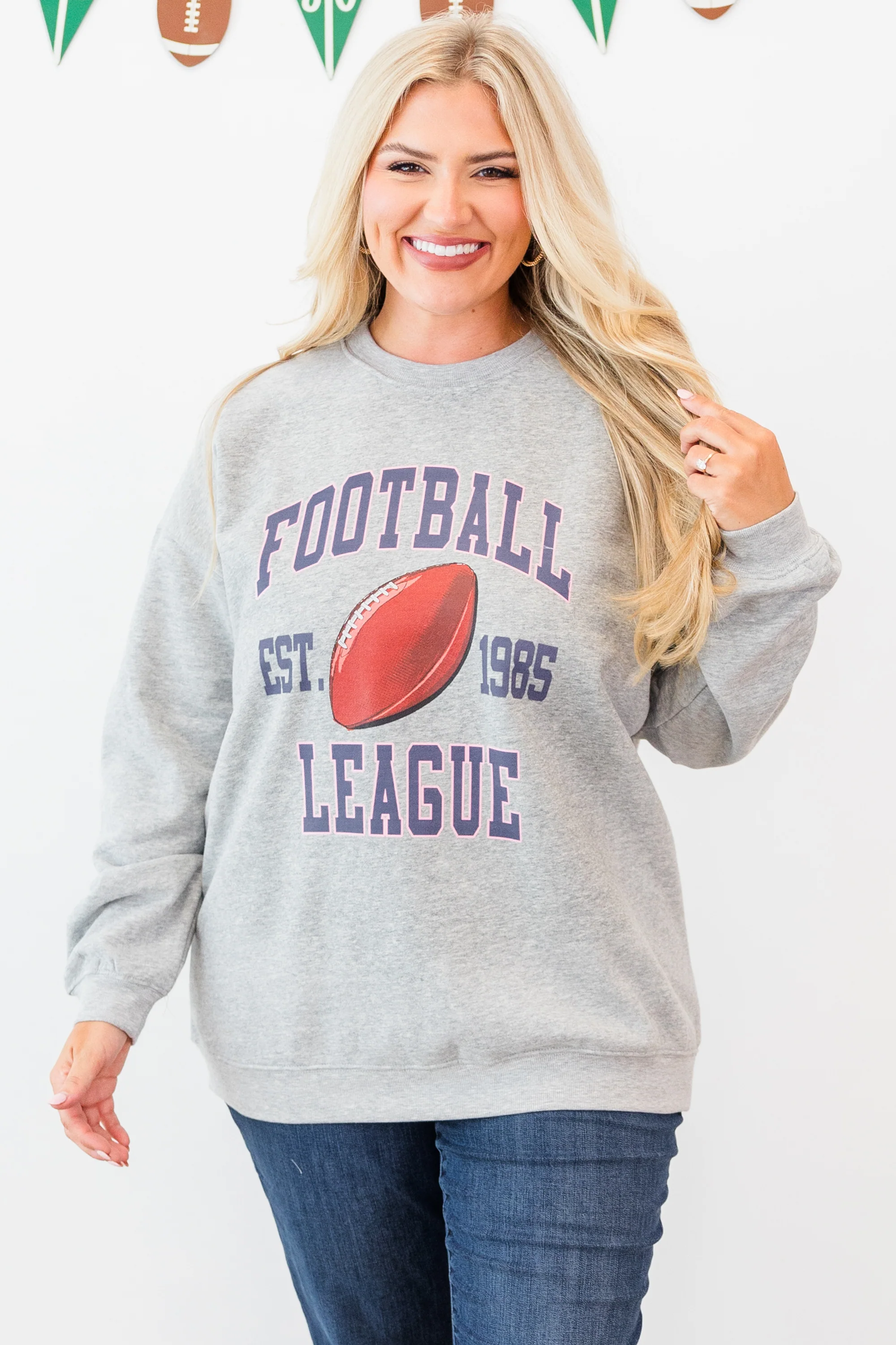 Cozy On Game Day Pullover, Heather Gray - Weilaico