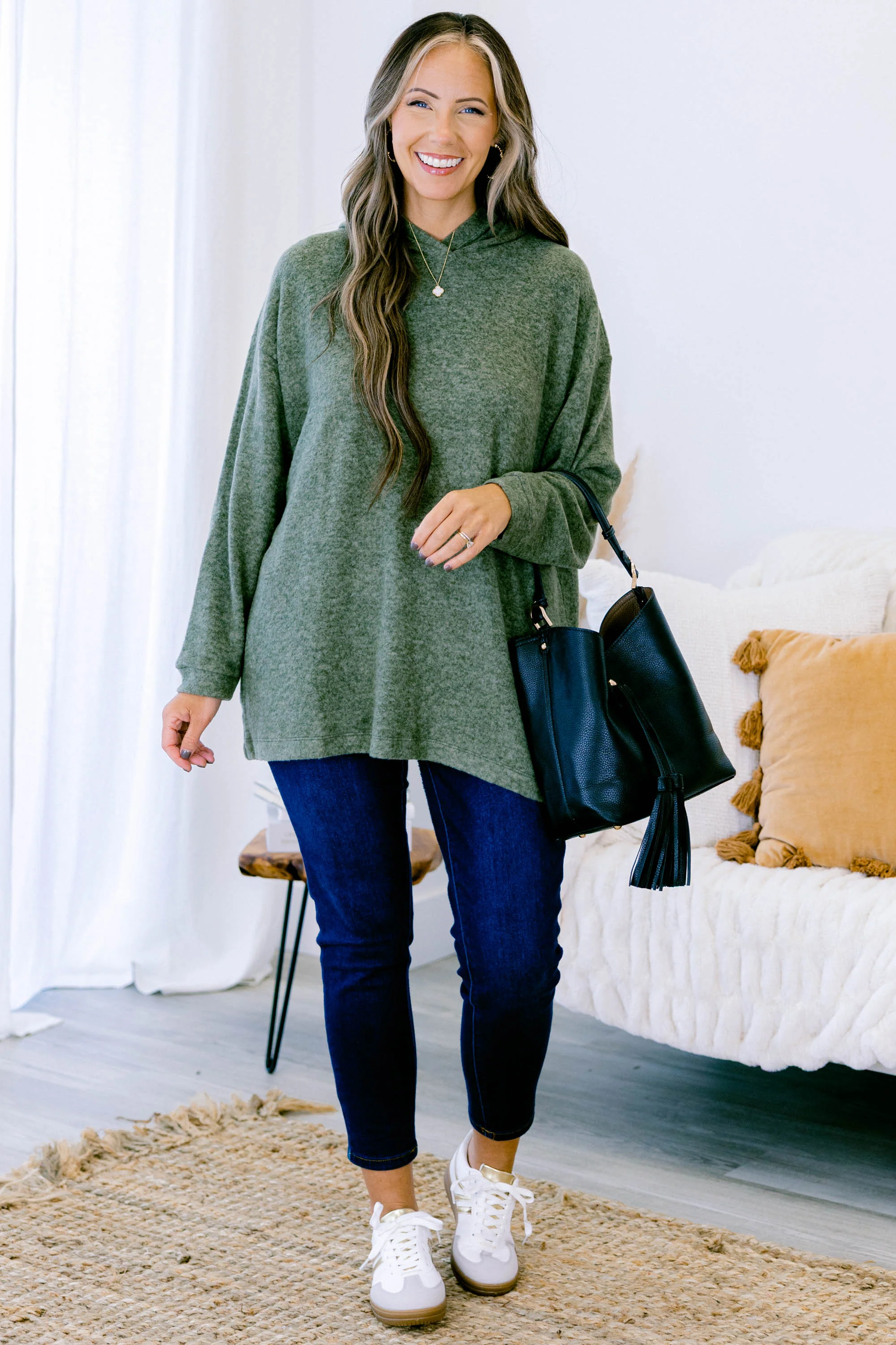 I Am On The Go Top, Dark Olive - Weilaico