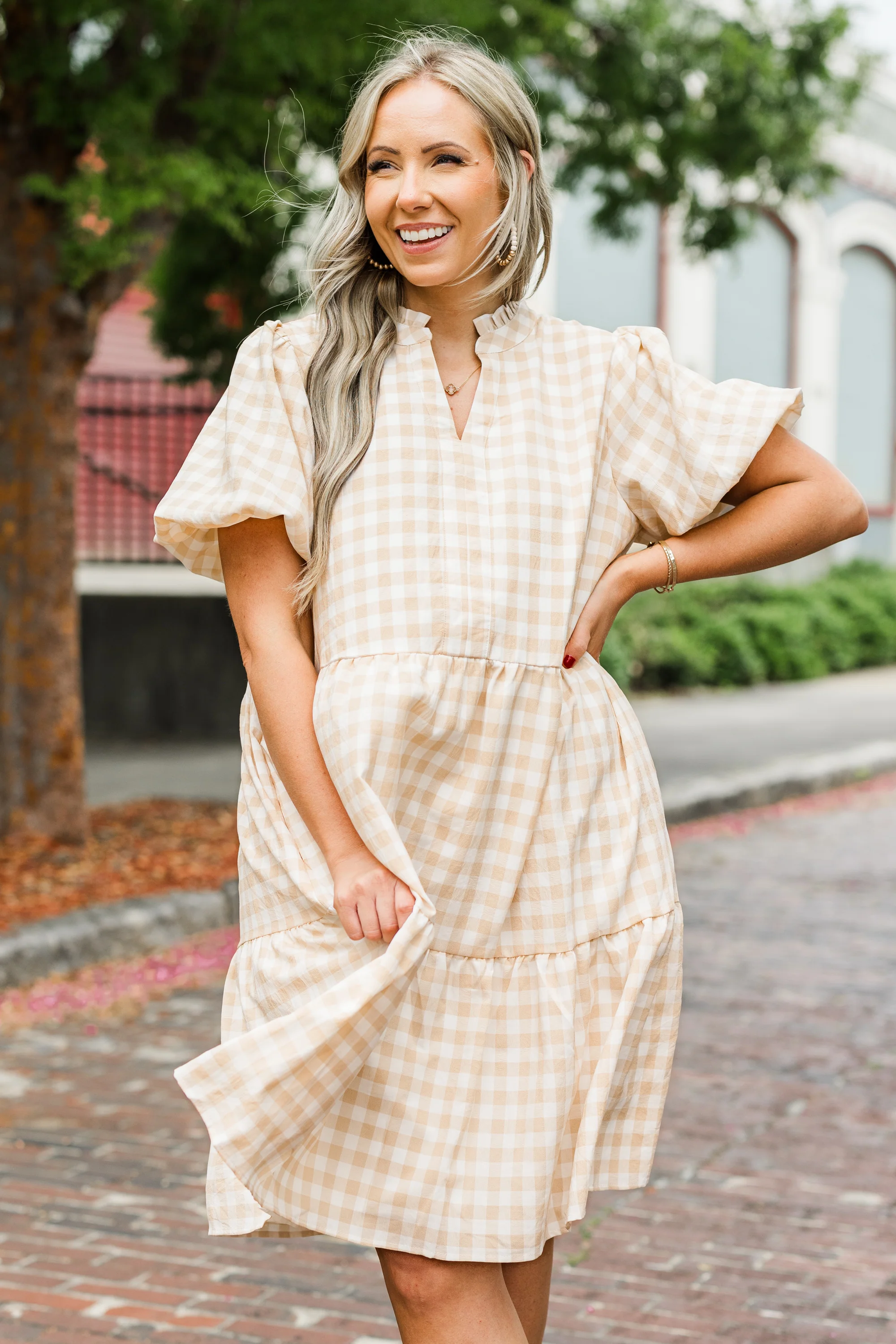 Swing Of Things Dress, Taupe - Weilaico