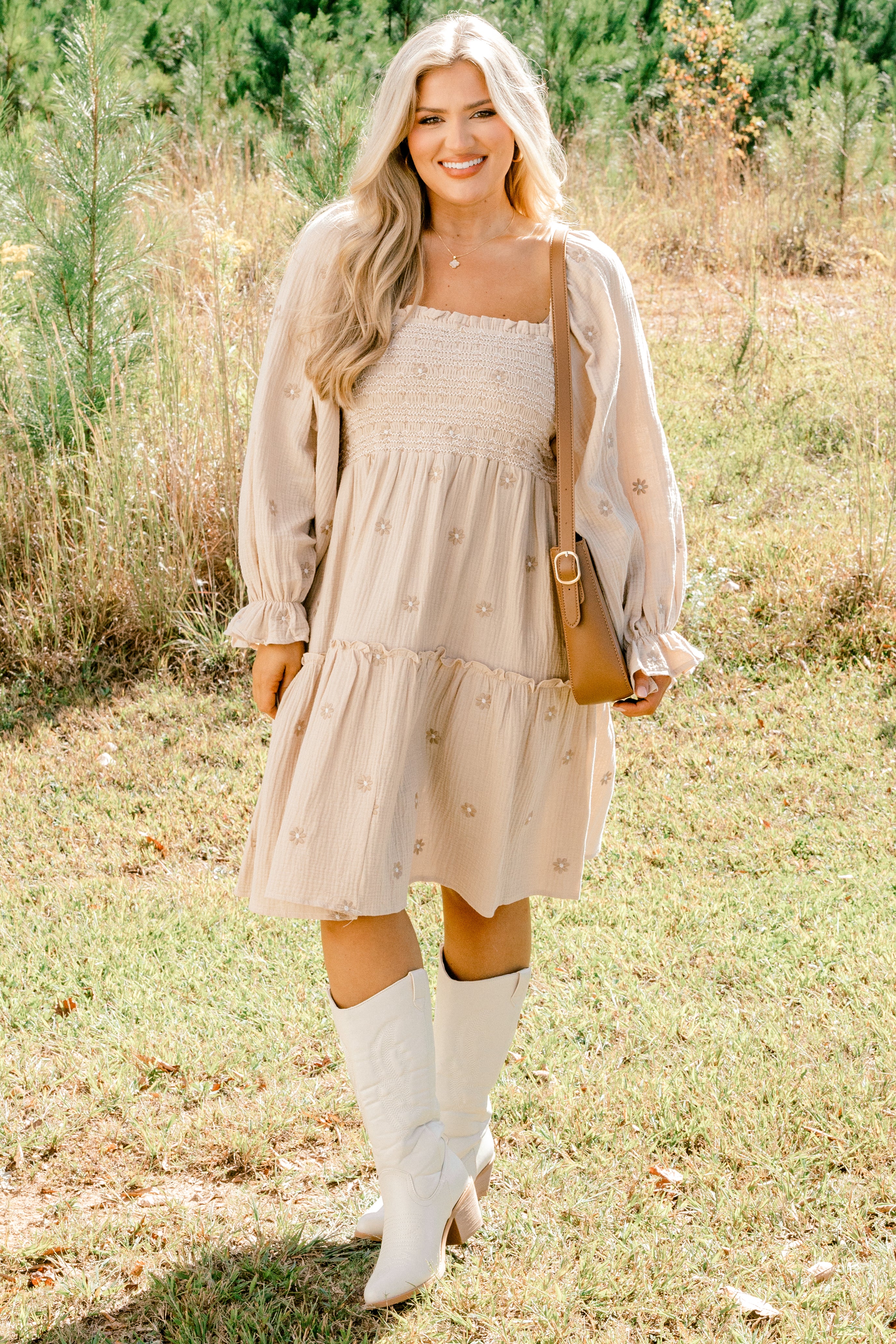Lovely Days Dress, Tan - Weilaico