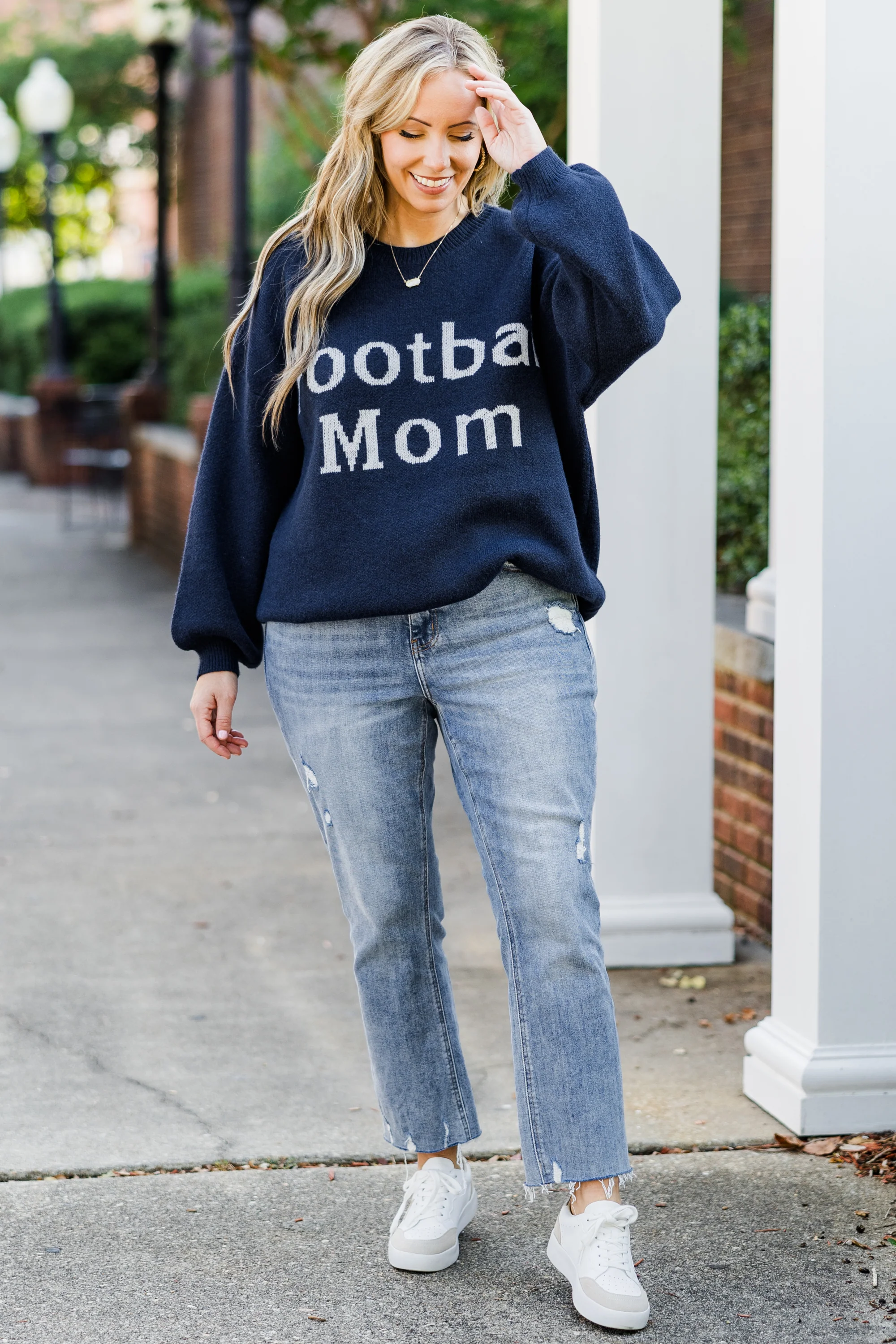 Football Mom Sweater, Navy - Weilaico