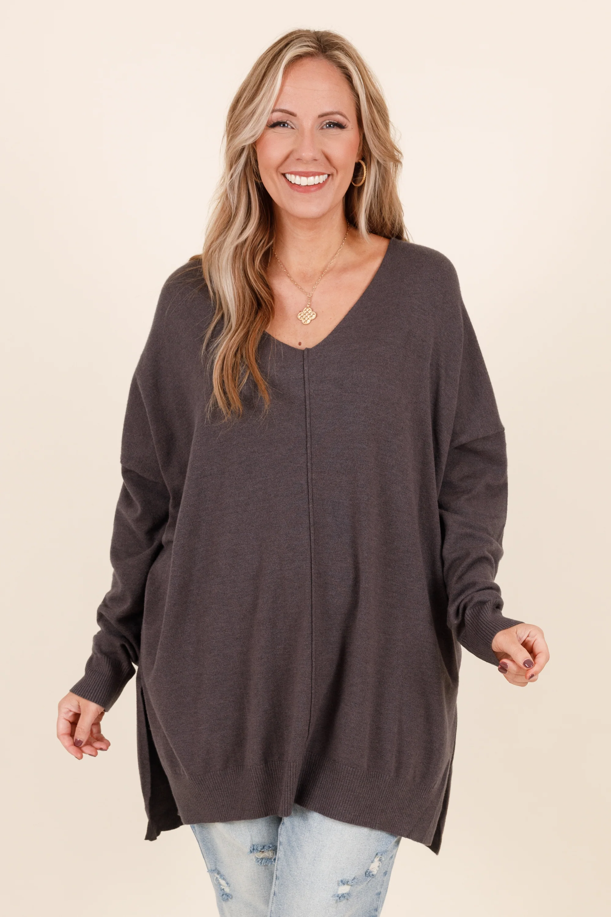 Miss Who I Was Sweater, Ash Grey - Weilaico