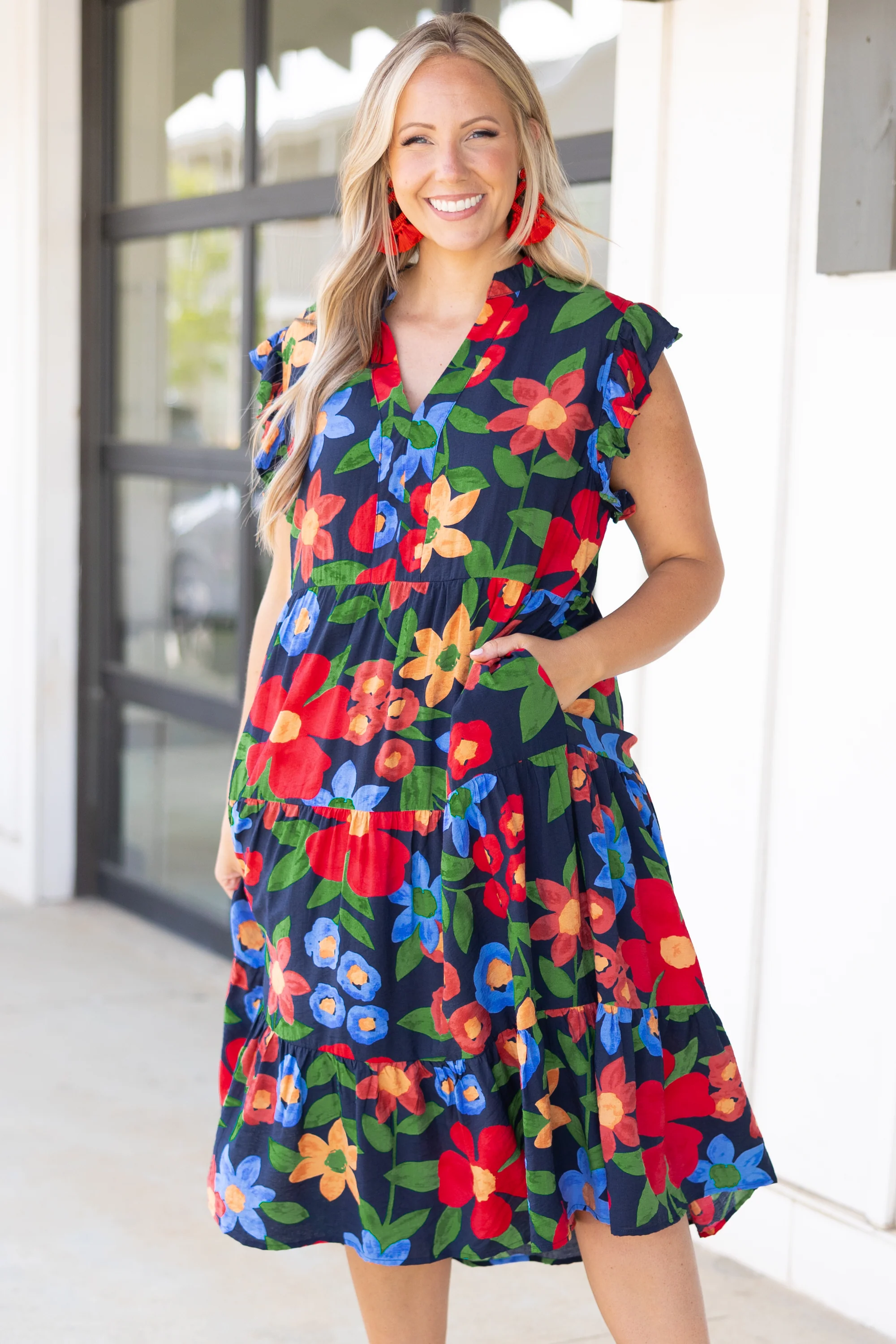 Take Me To Mexico Dress, Navy - Weilaico