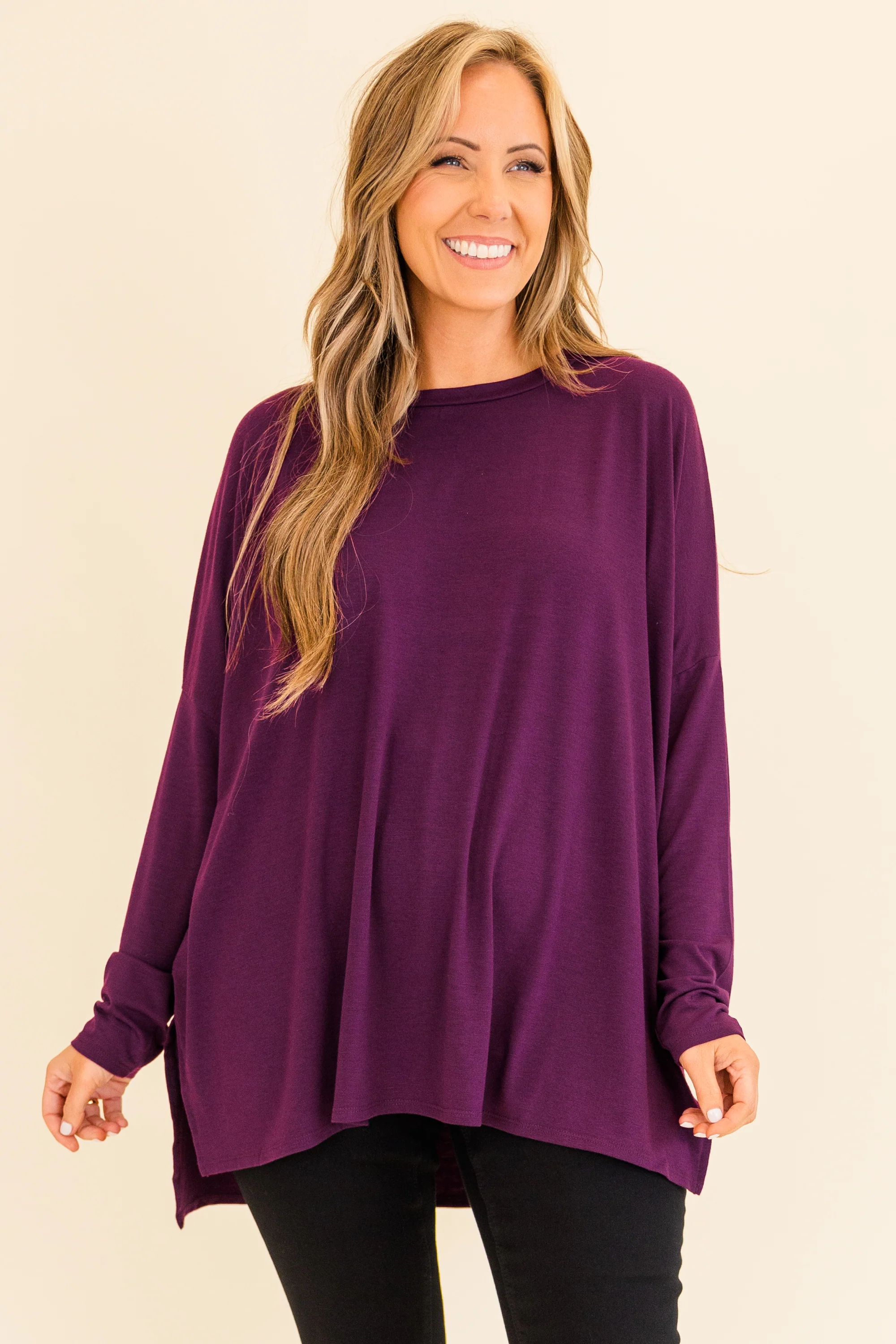 Time Well Spent Top, Dark Plum - Weilaico