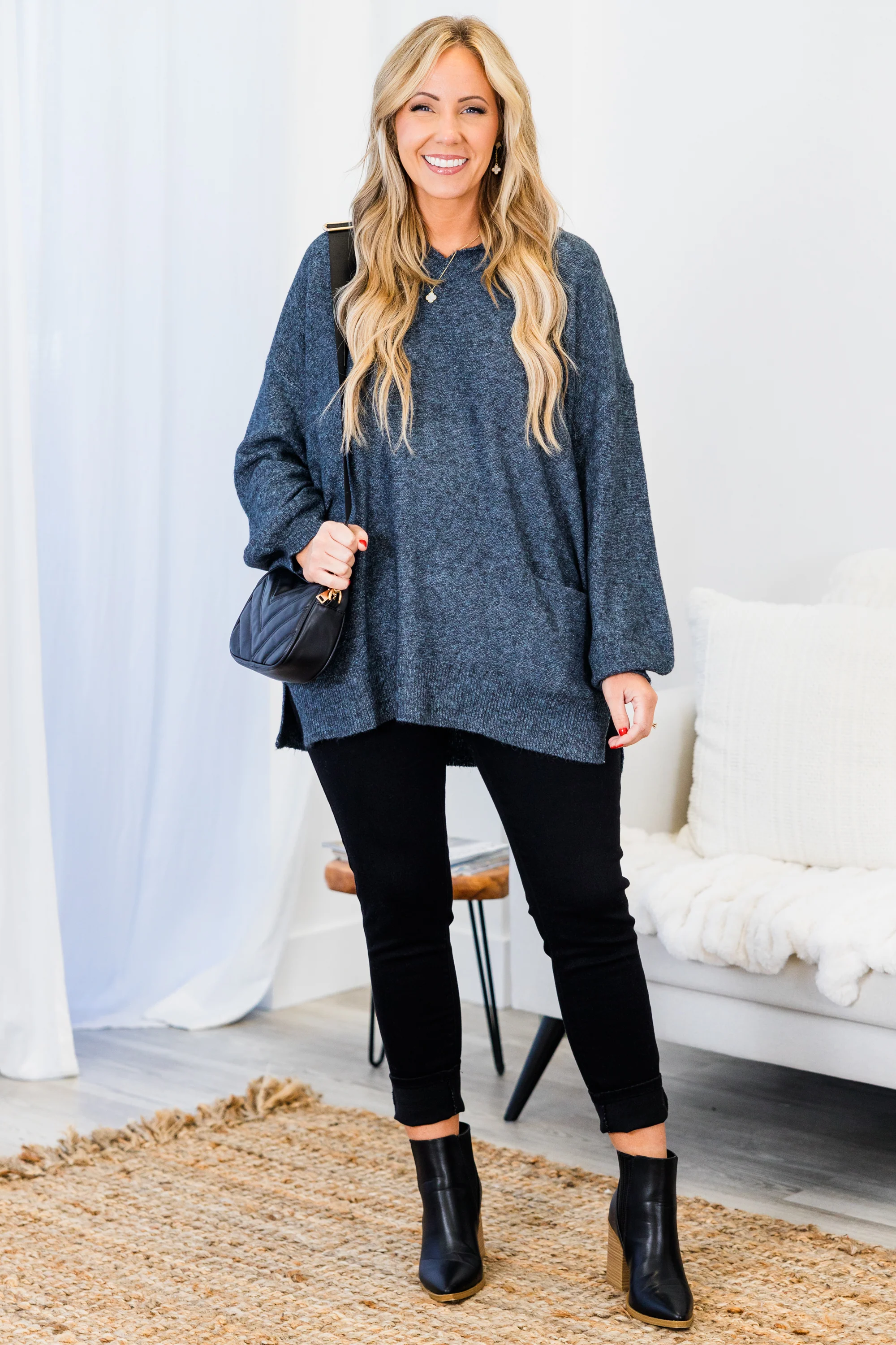 Just Don't Let Me Go Sweater, Cobalt - Weilaico