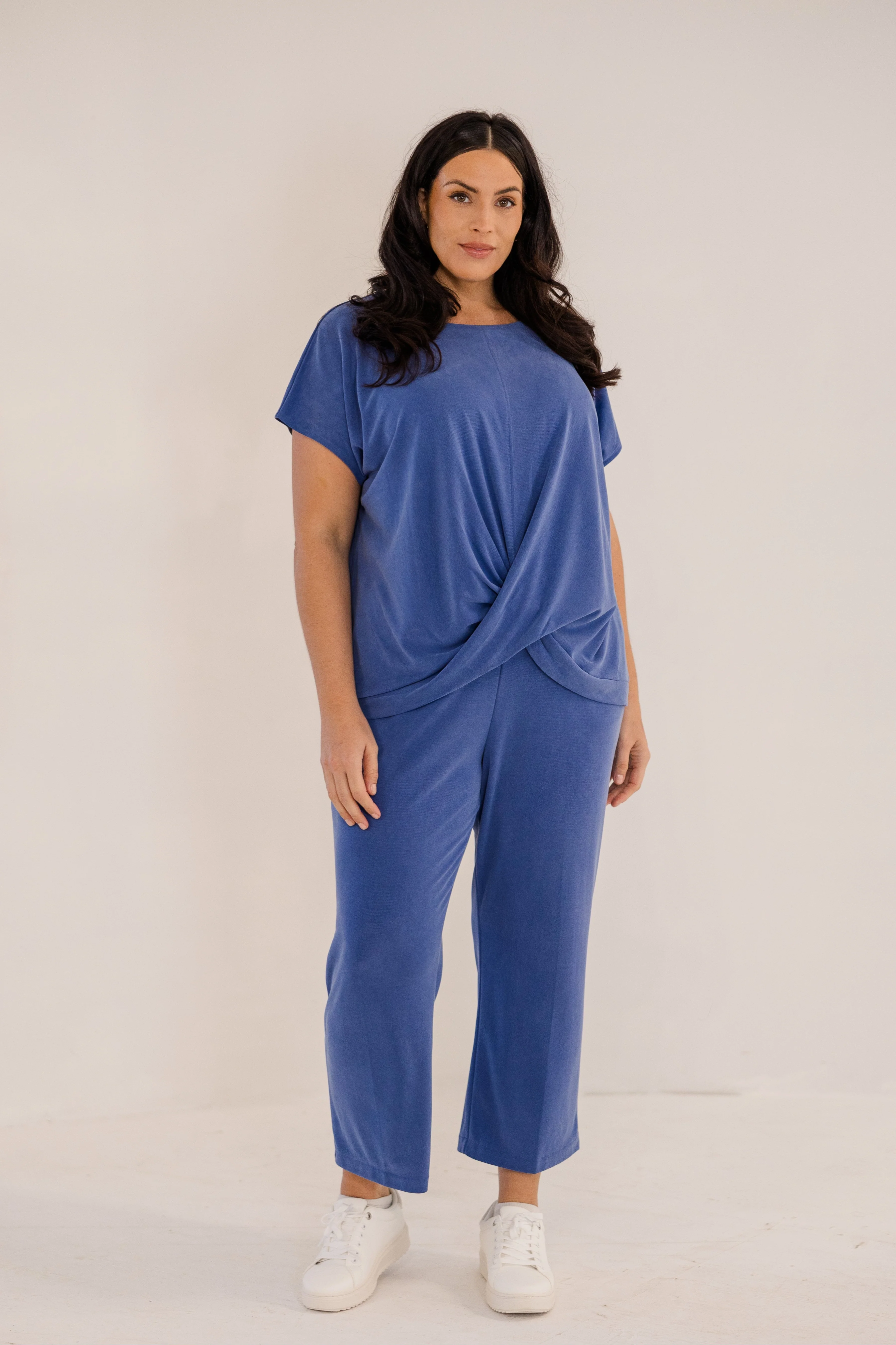 Sue	Drape Front Top, Ombre Blue - Weilaico
