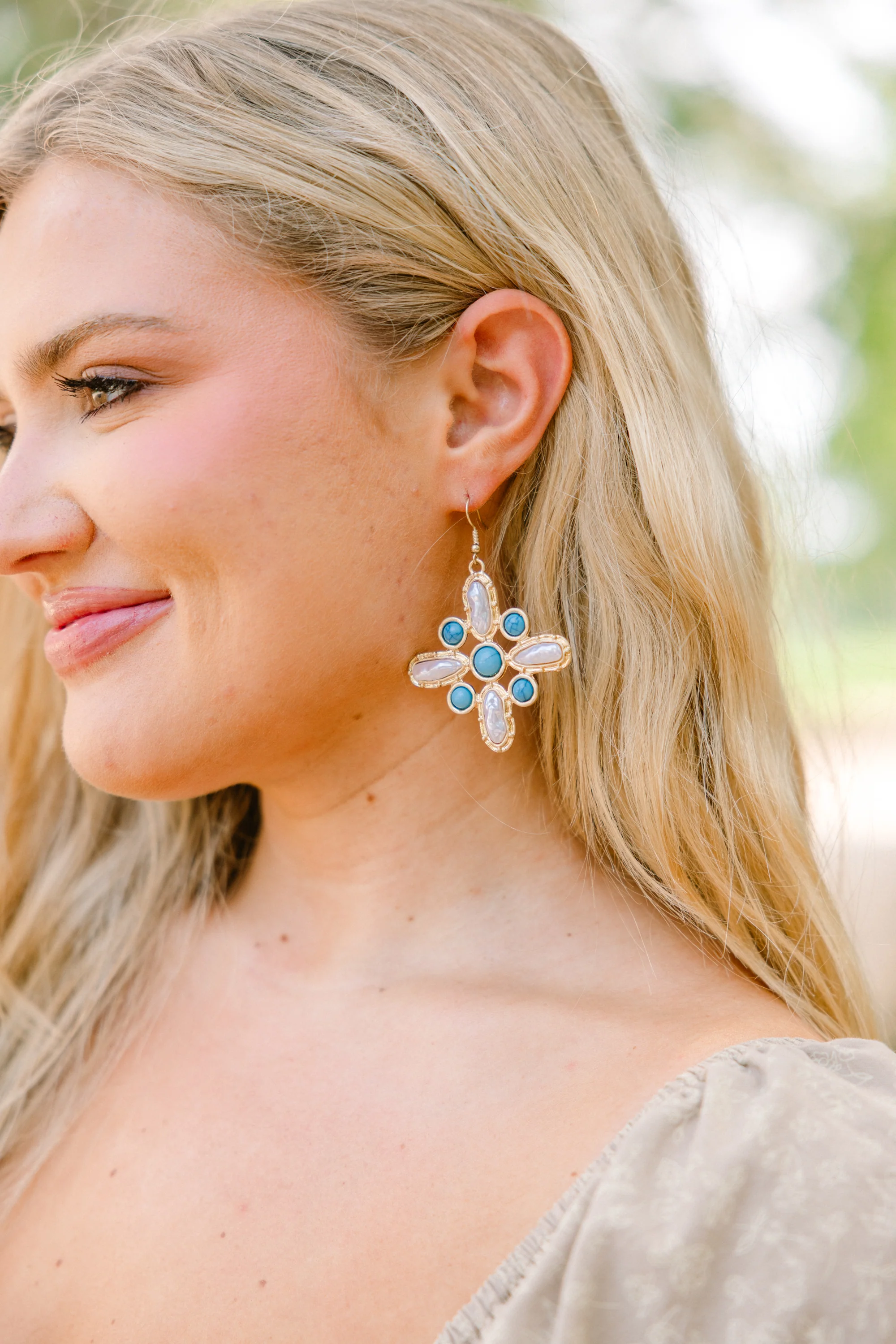 Velvet Range Earrings, Turquoise - Weilaico