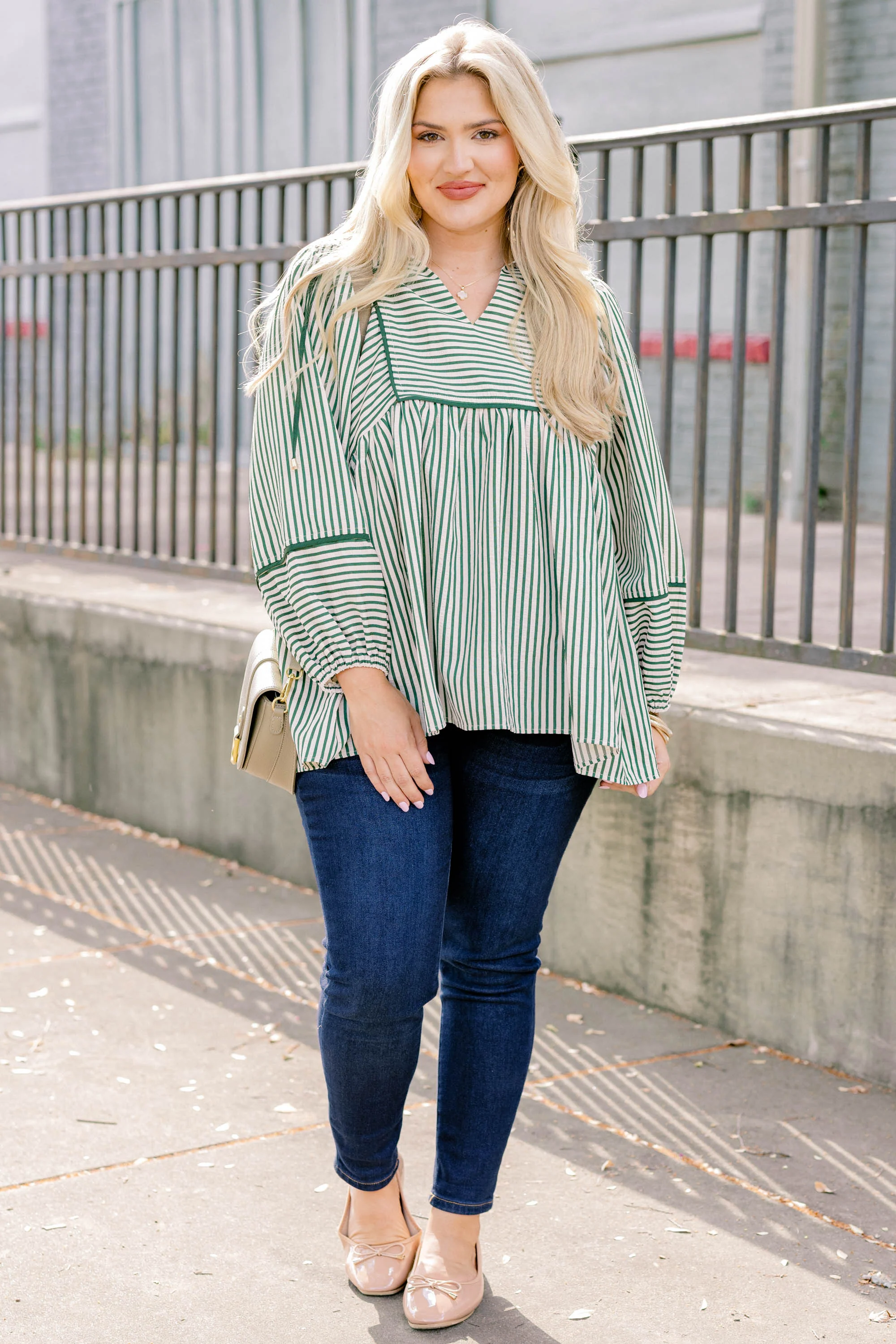 Take What I Can Get Top, Green Stripe - Weilaico