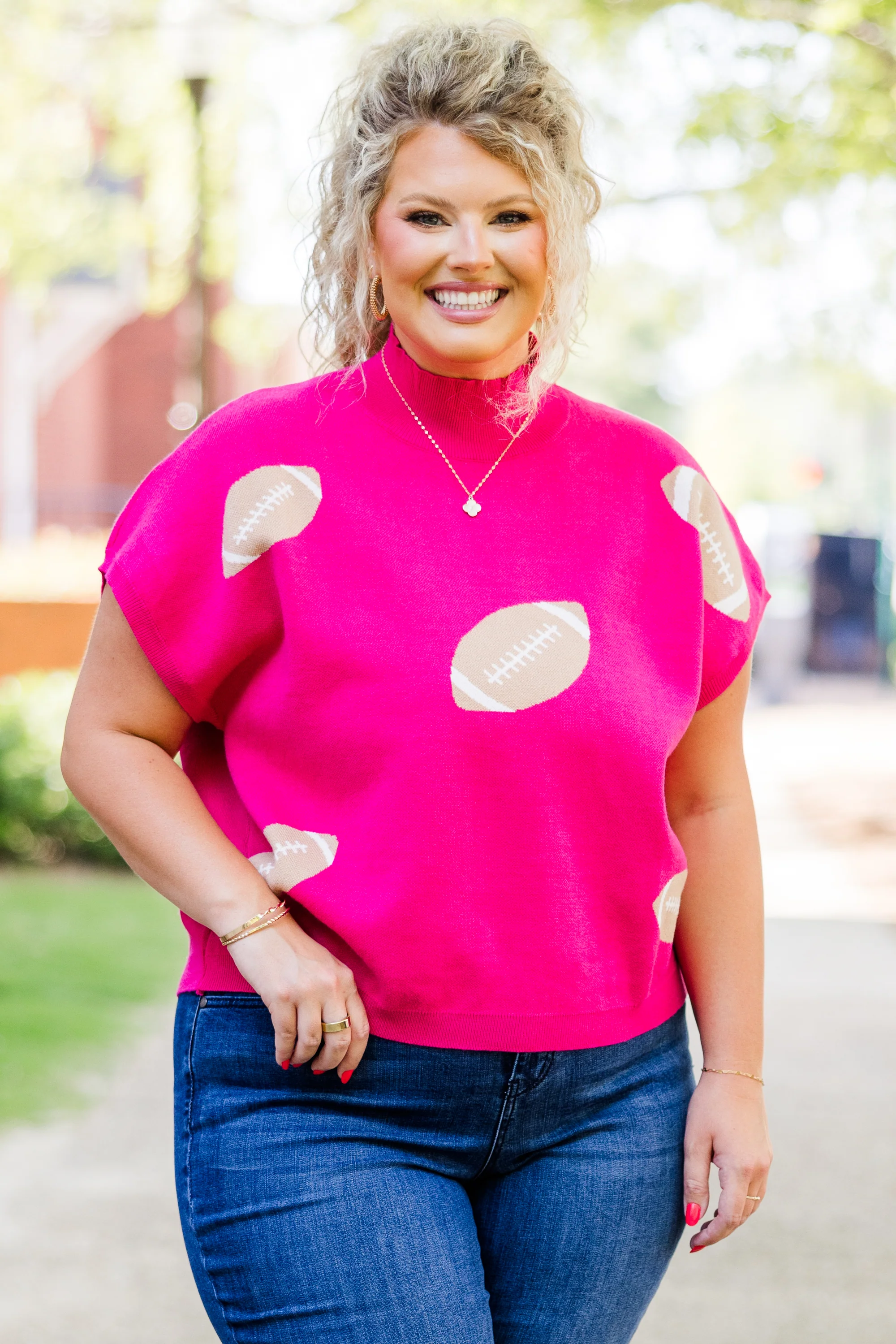 Football Mama Sweater, Pink - Weilaico