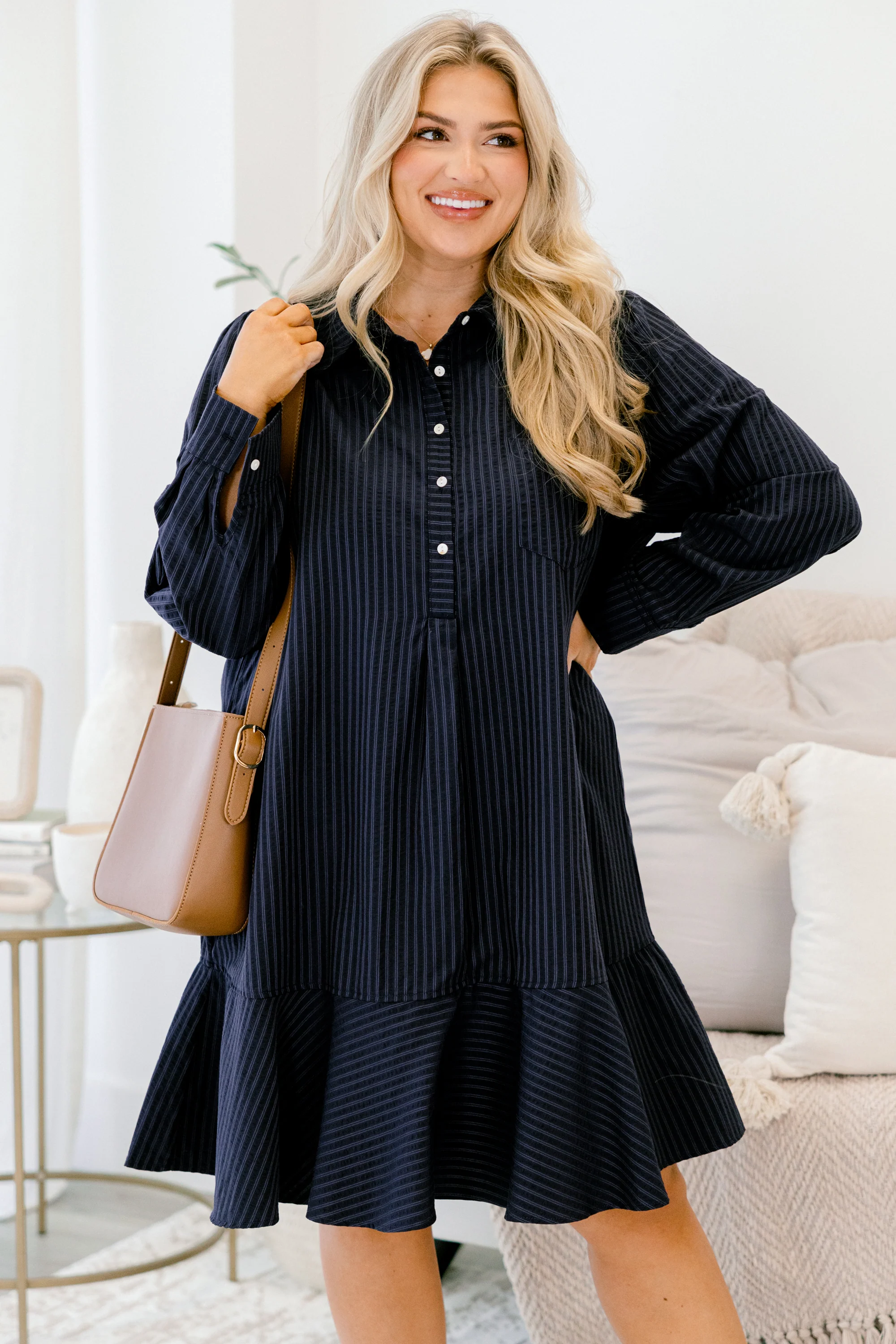 Days Like Today Dress, Navy Stripe - Weilaico