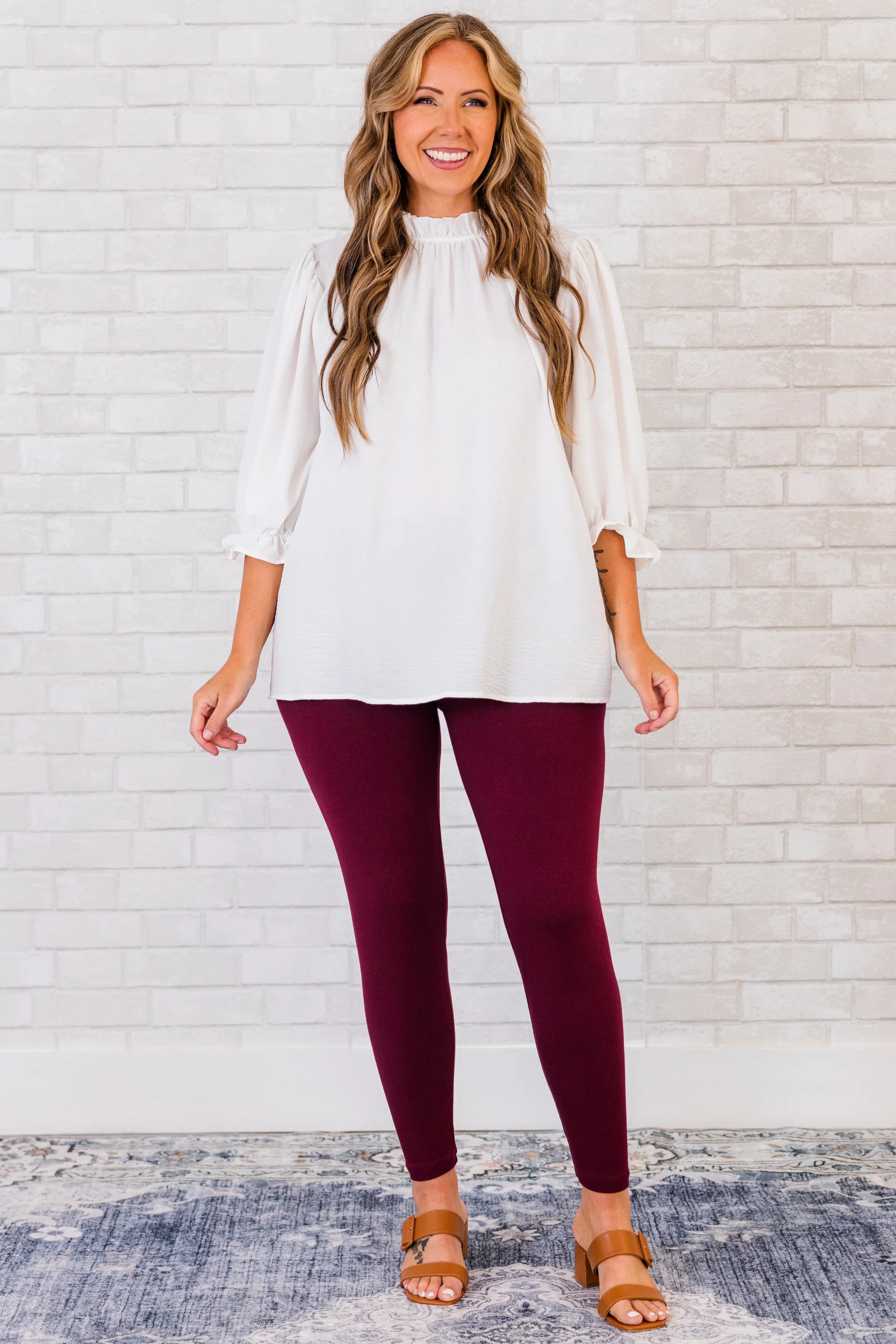 To Be True Leggings, Dark Plum - Weilaico