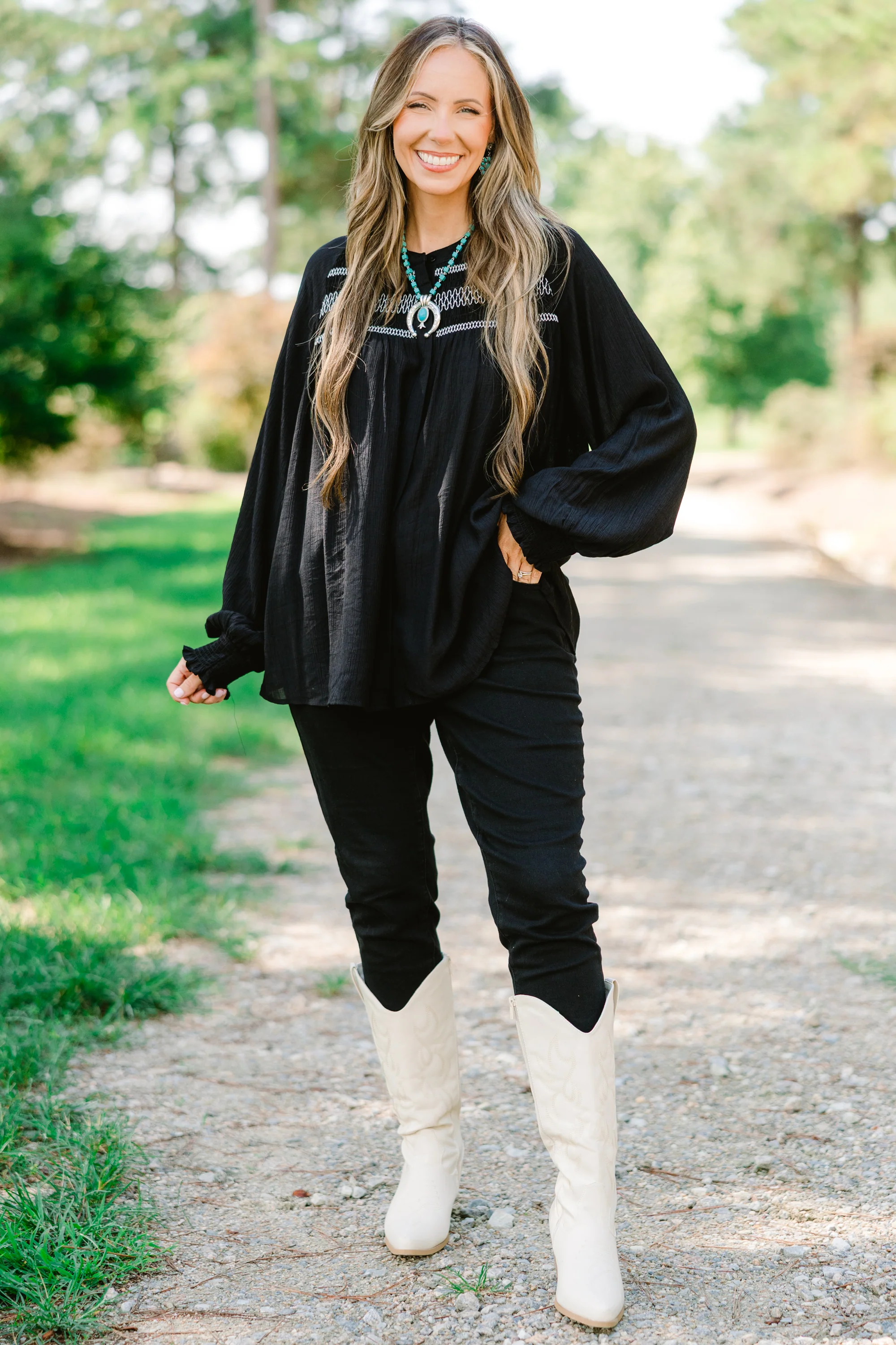 Jumping Ahead Top, Black - Weilaico