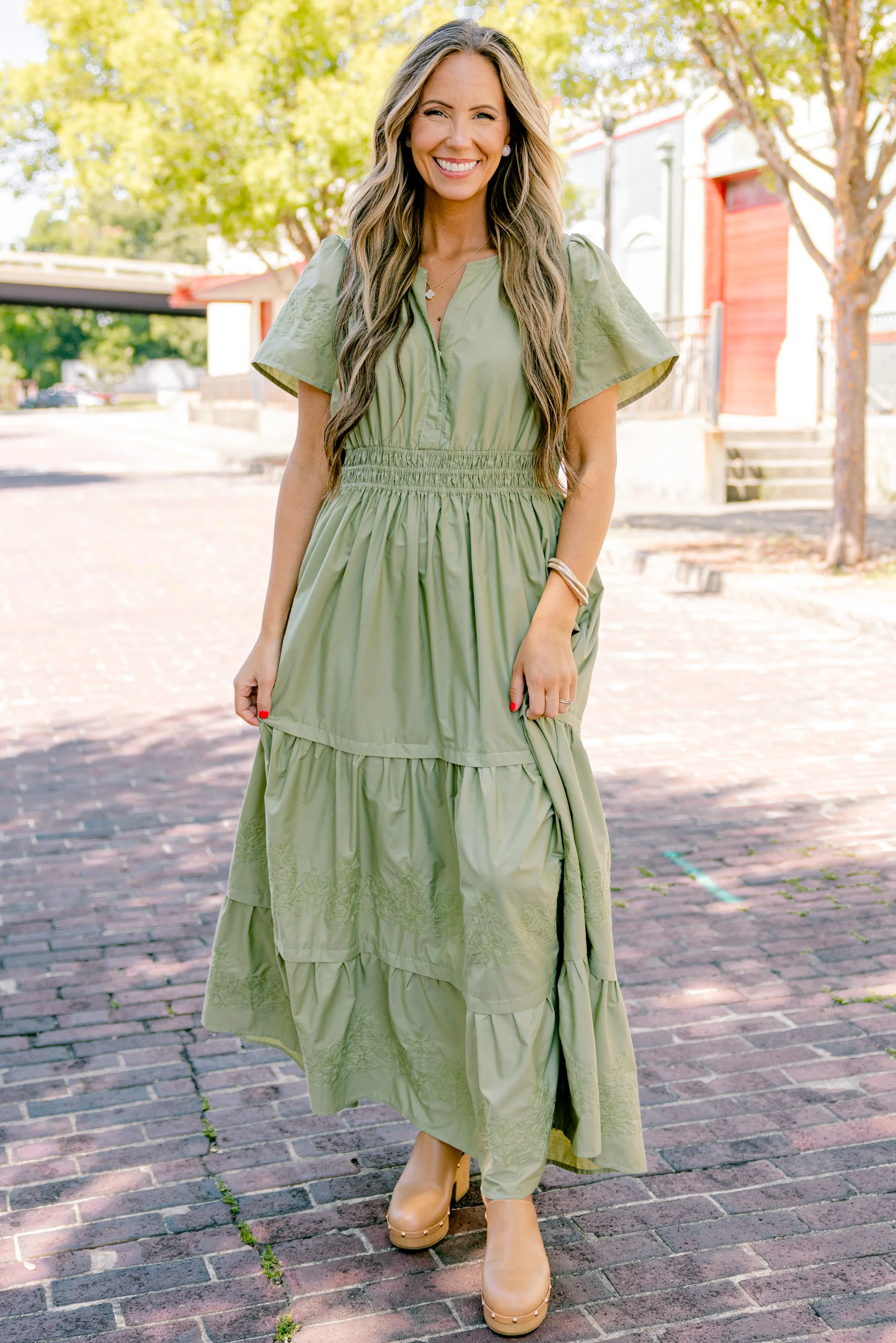 Somewhere Beautiful Dress, Olive - Weilaico