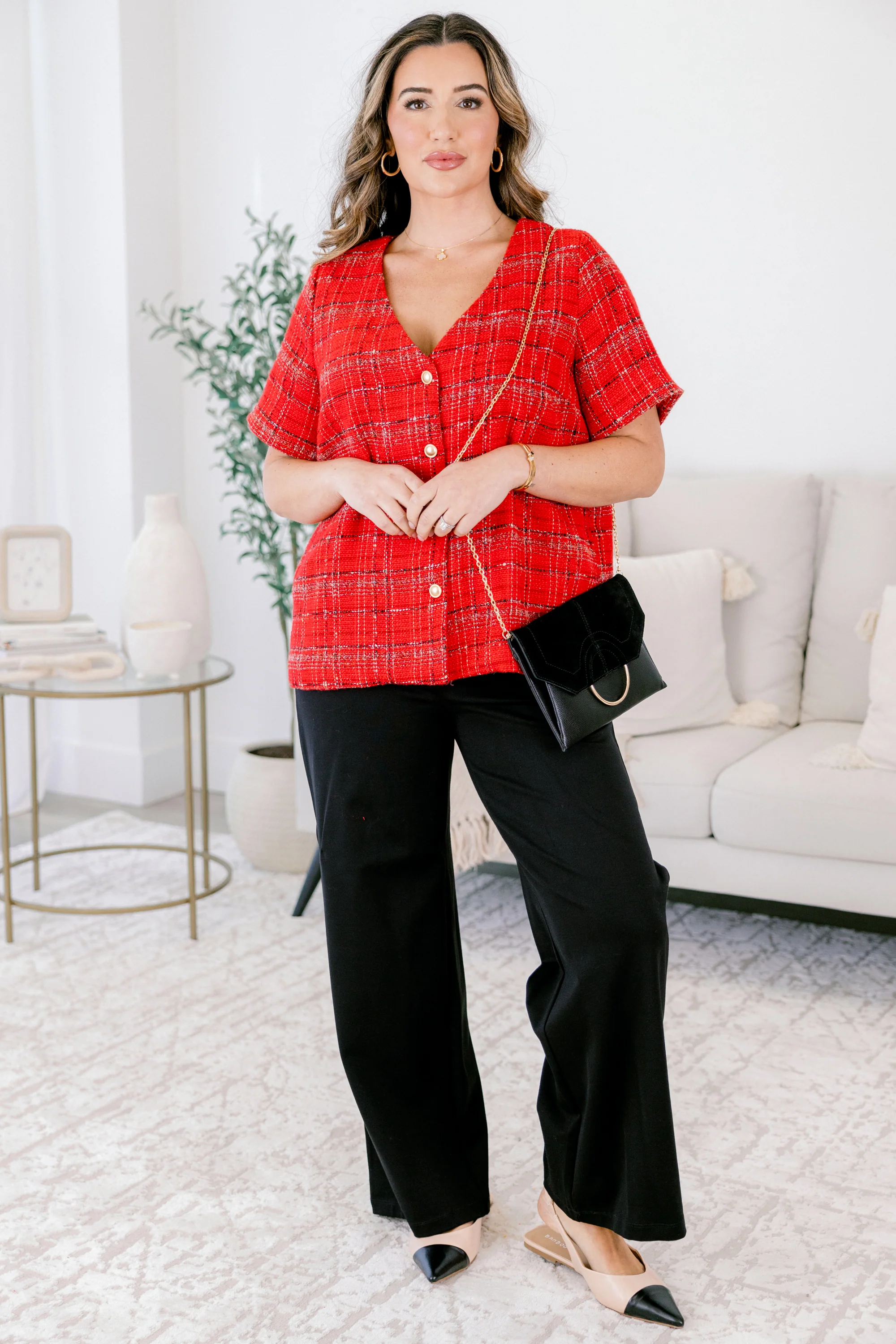 Keeping A Promise Top, Red Plaid - Weilaico