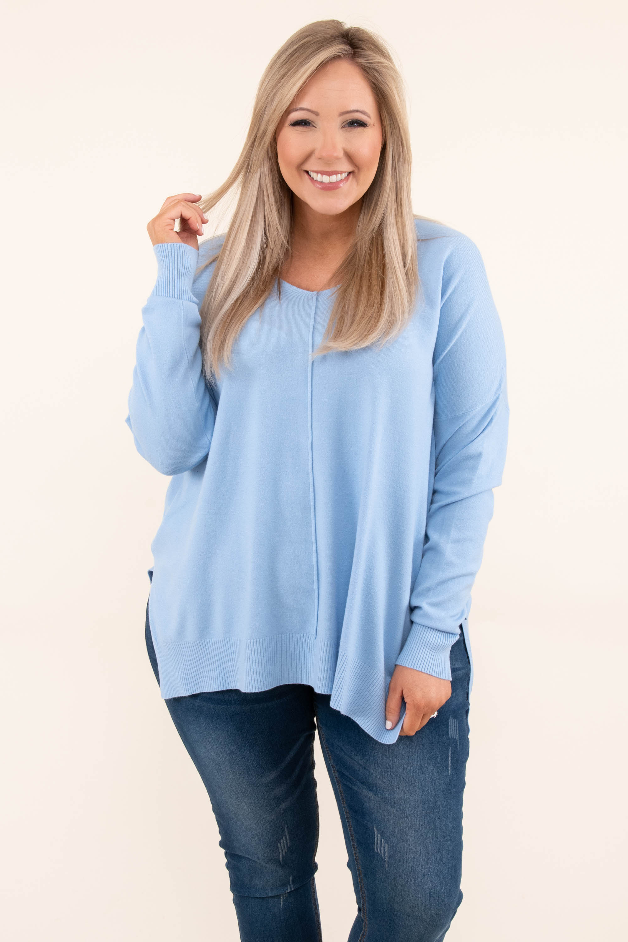 Miss Who I Was Sweater, Spring Blue - Weilaico