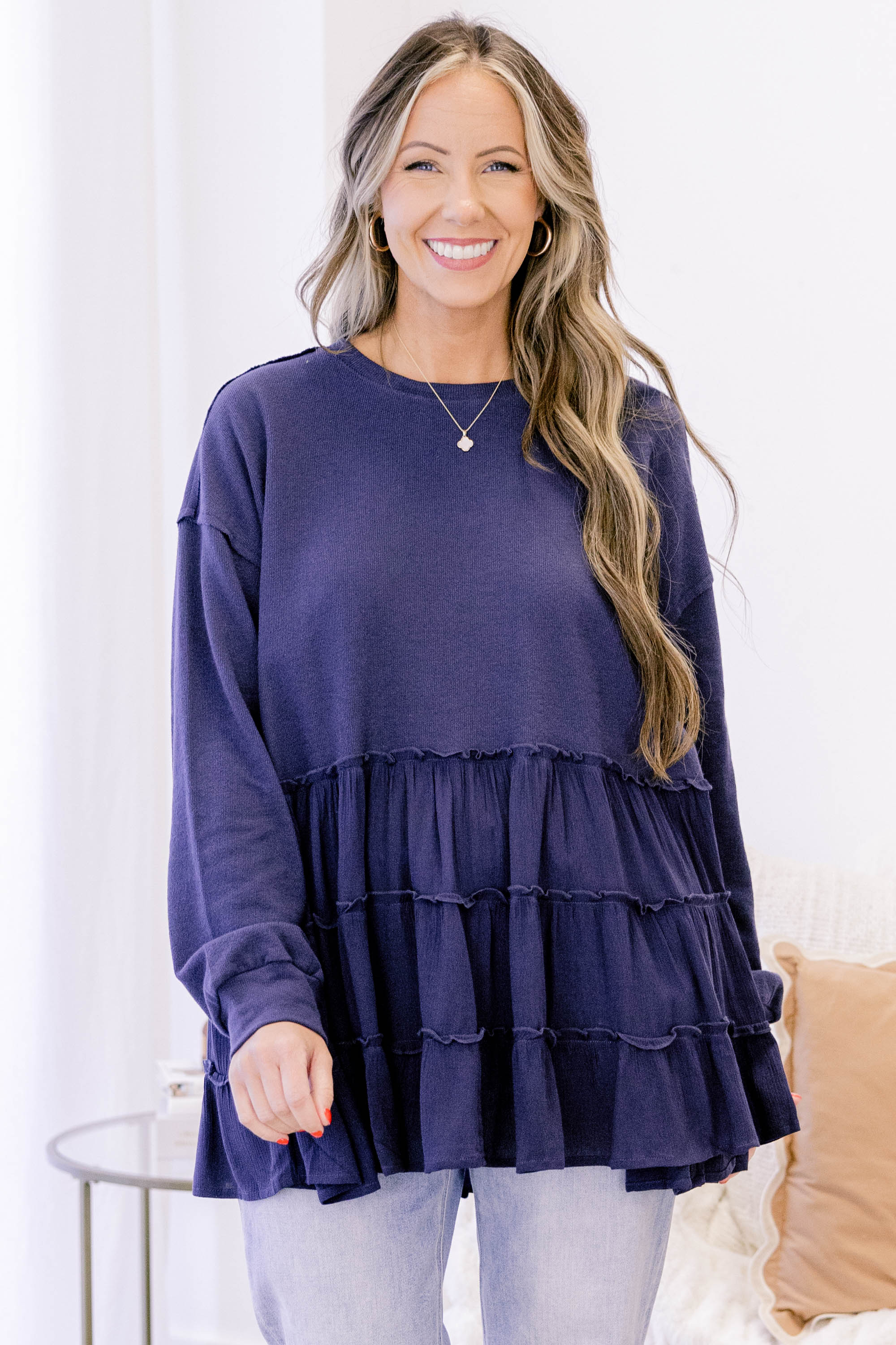My Kind Of Fun Top, Navy - Weilaico