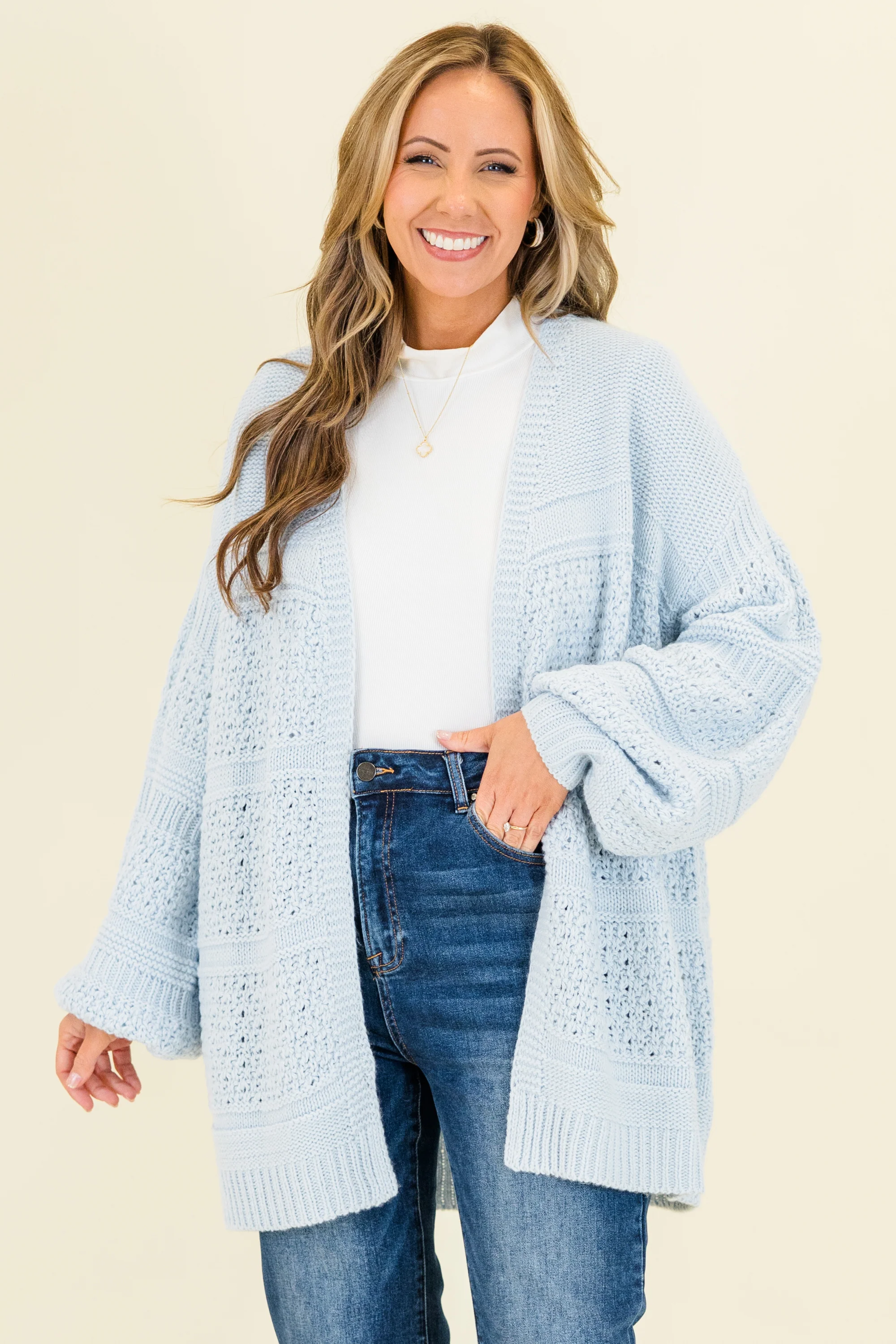 Keepin' Cozy Cardigan, Blue - Weilaico