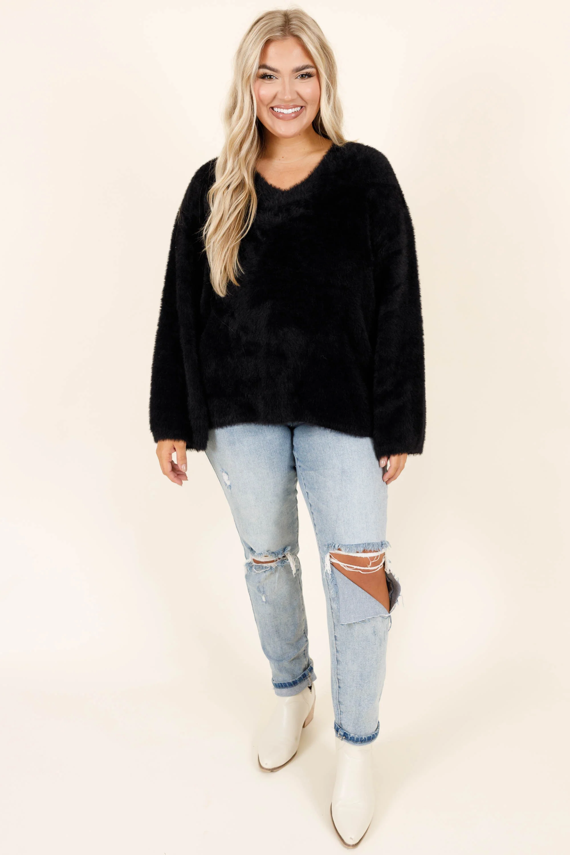 Your Touch Is Enough Sweater, Black - Weilaico