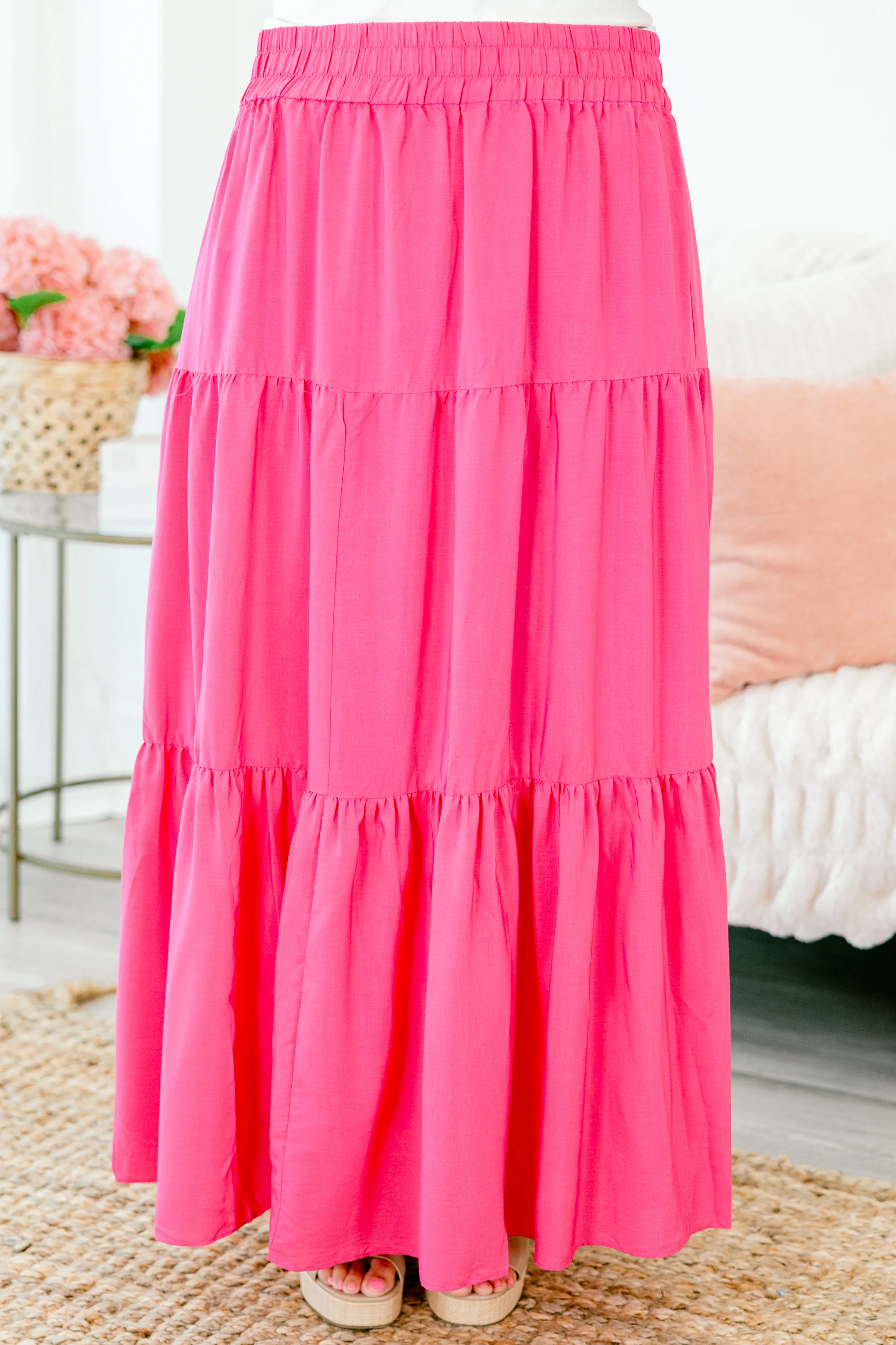 You're Glowing Maxi Skirt, Hot Pink - Weilaico