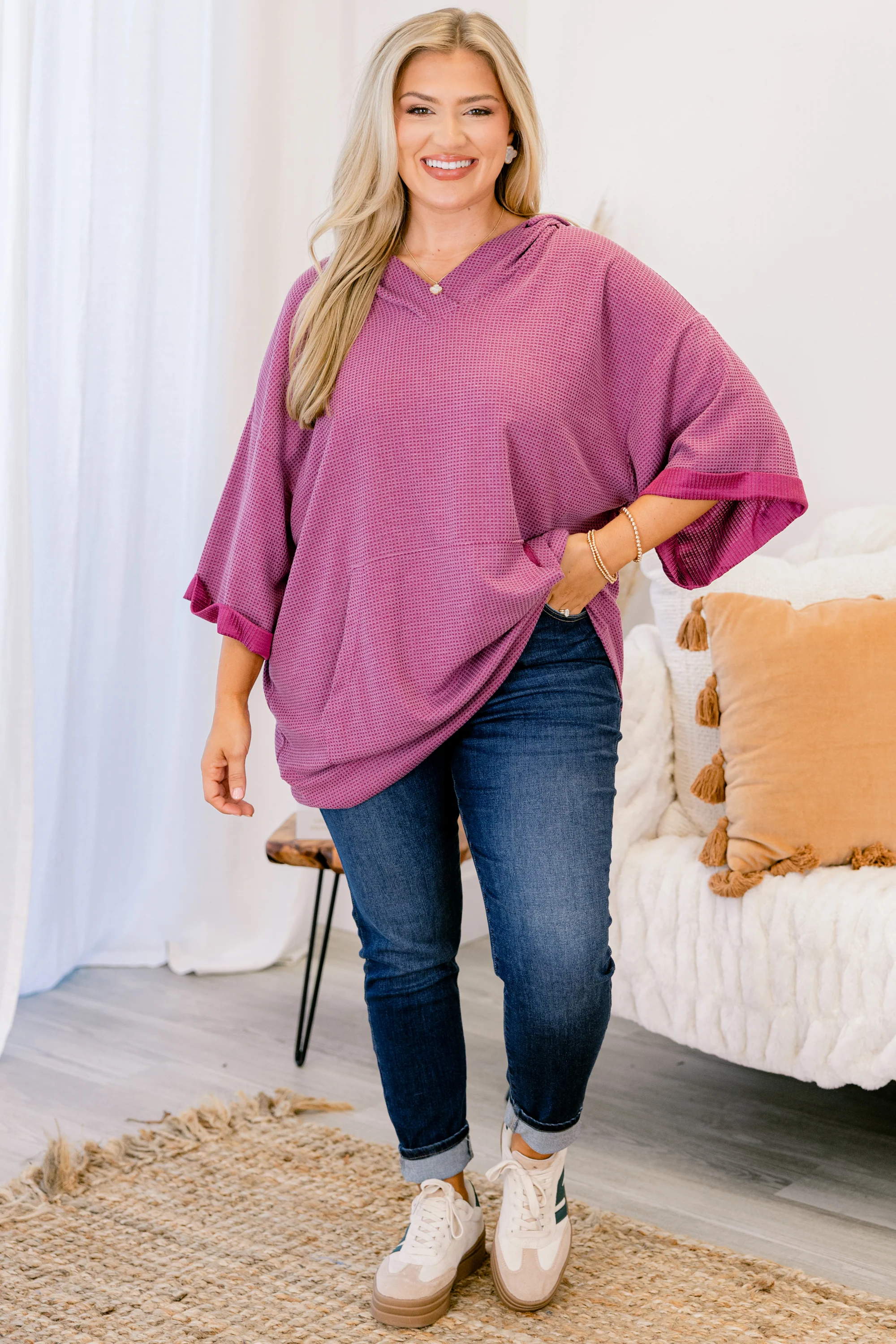 Fresh Outside Air Top, Magenta - Weilaico