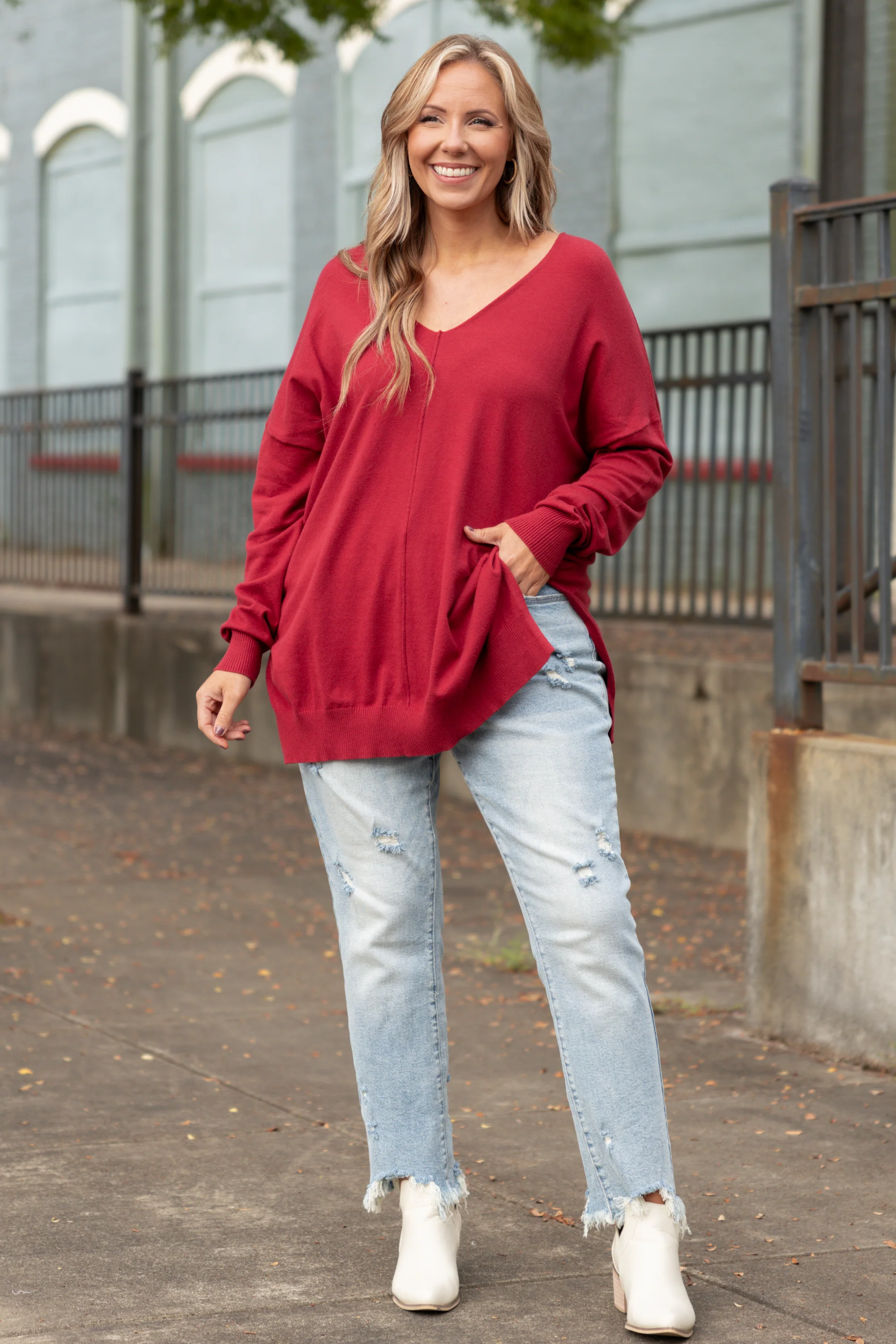 Miss Who I Was Sweater, Dark Rust - Weilaico