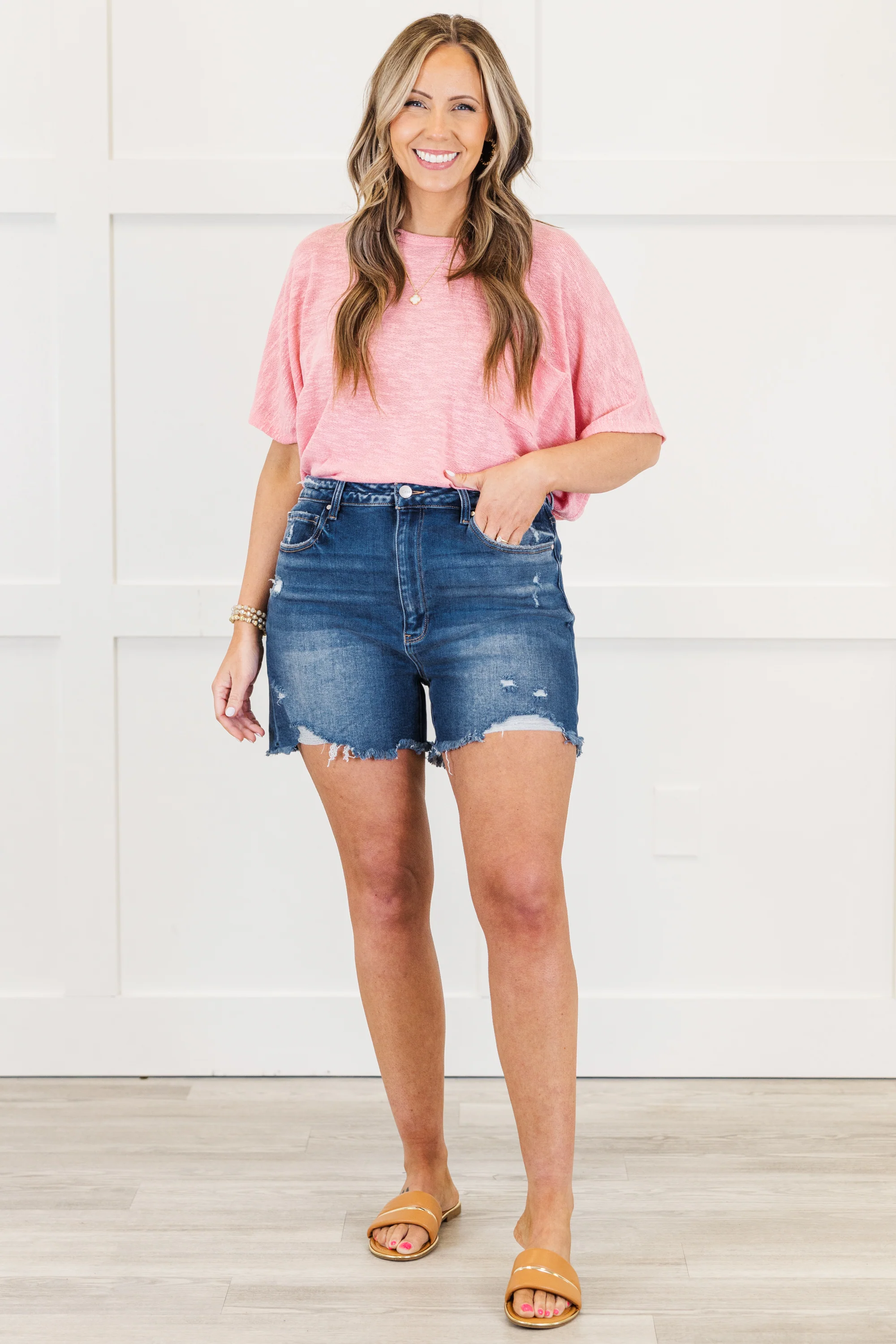 Lunch In The City Shorts, Dark Wash - Weilaico