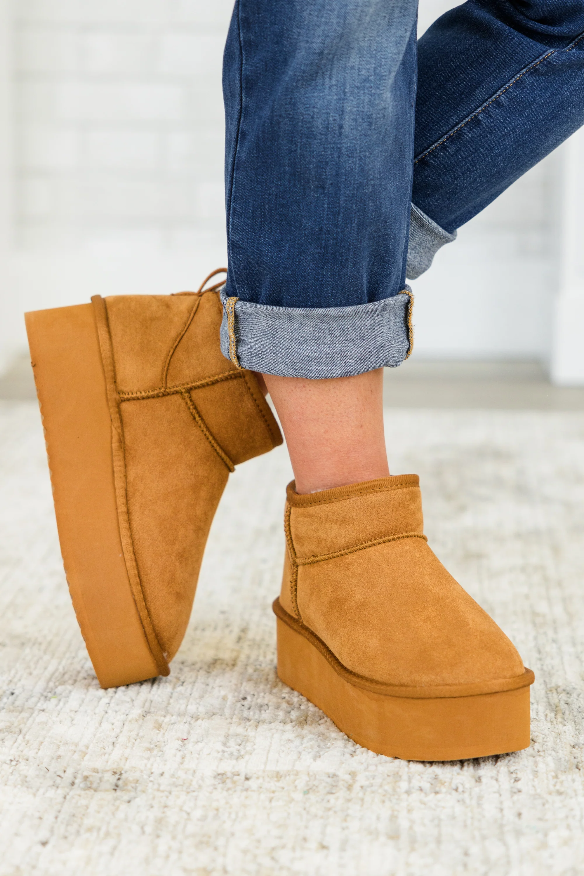 Cozy In Comfort Booties, Tan - Weilaico