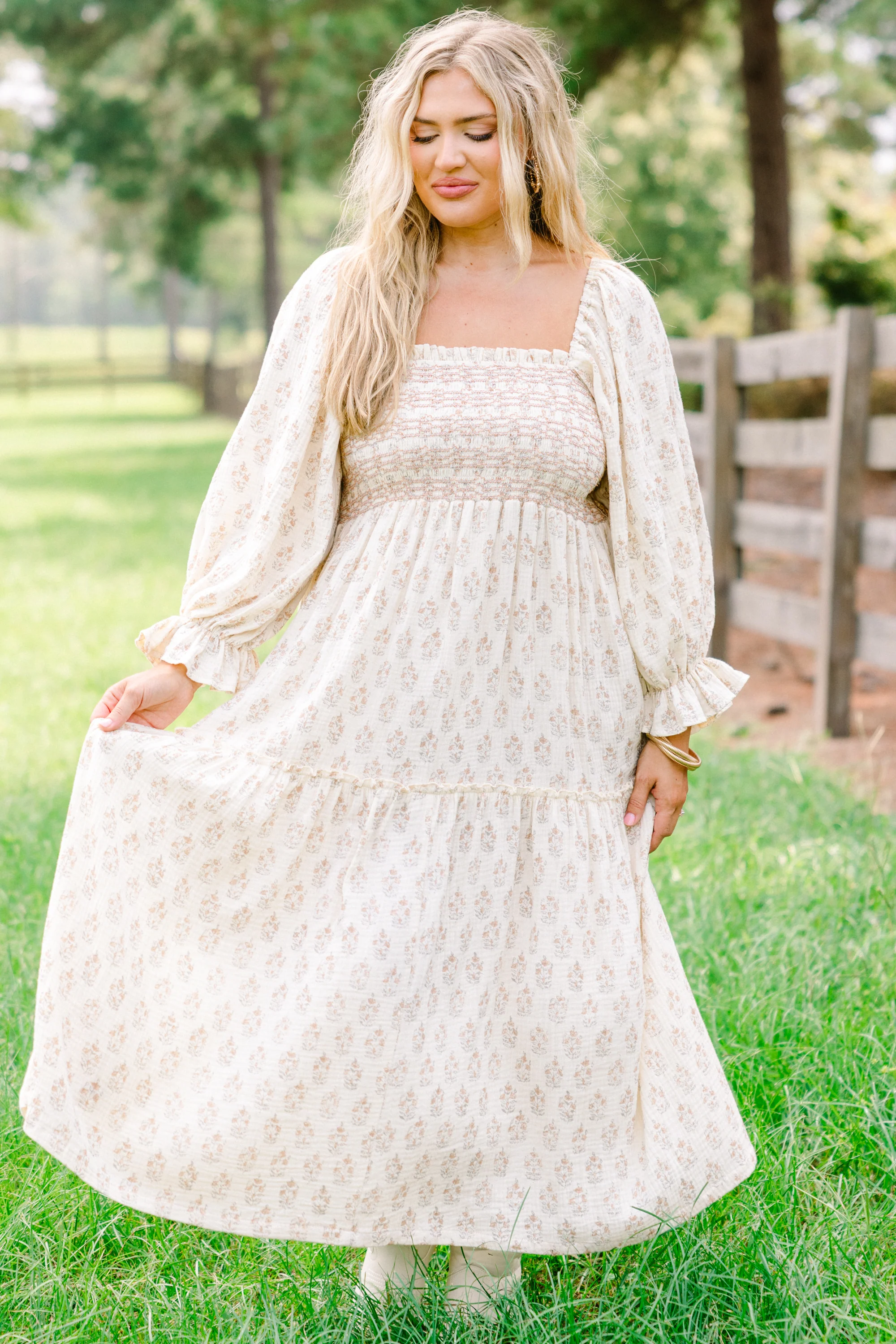 Wonderful Wildflower Dress, Cream - Weilaico