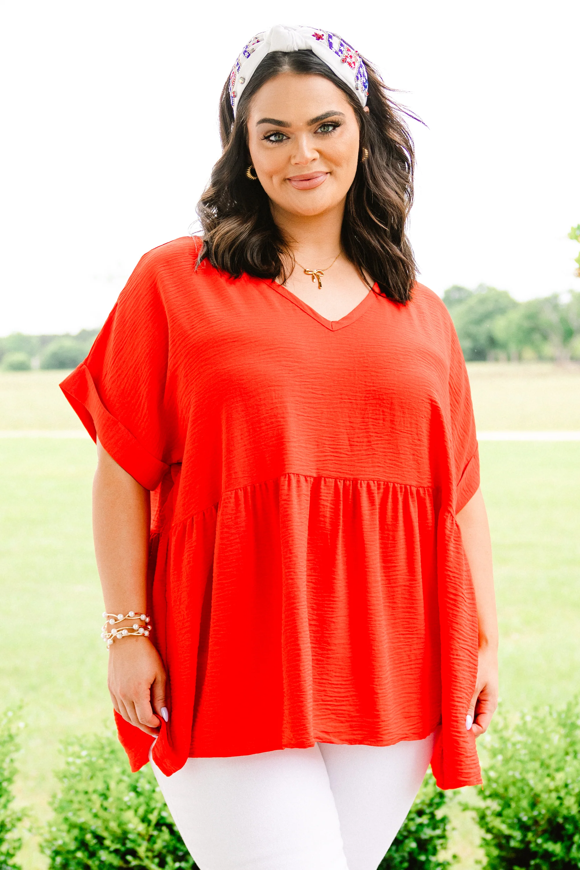 Wide Eyed Gaze Top, Tomato - Weilaico