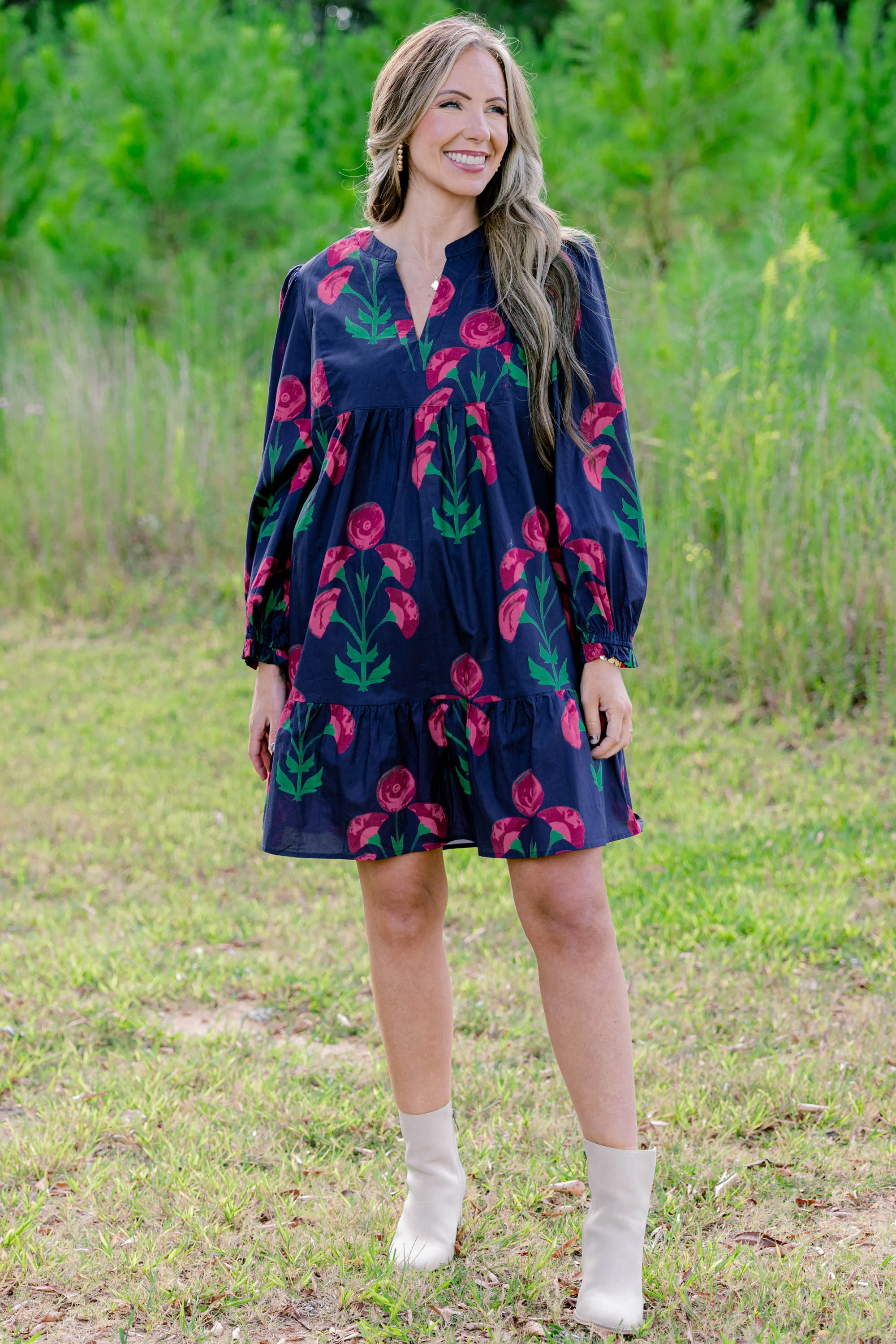 Works For Me Dress, Navy - Weilaico