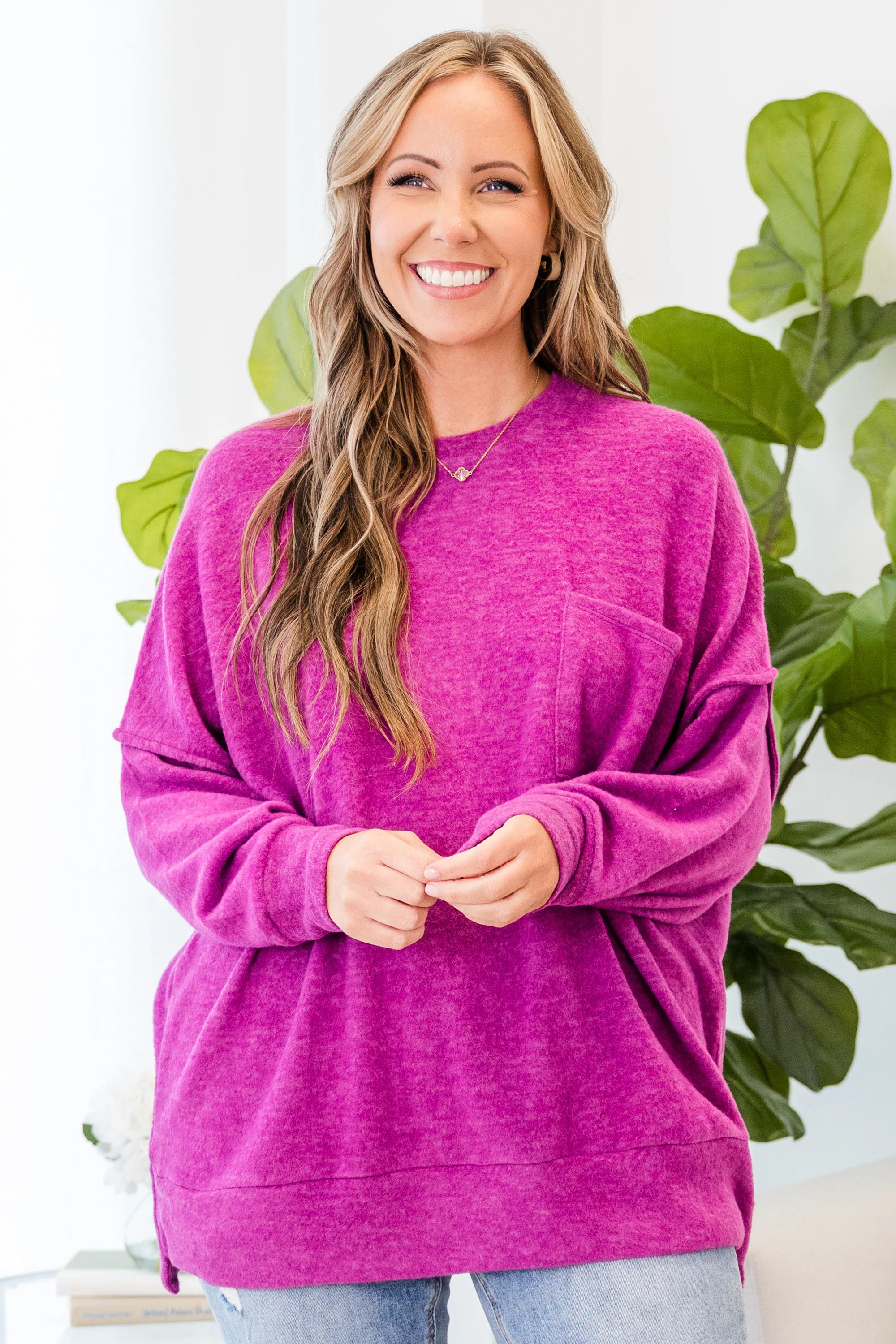 Just Take A Break Sweater, Light Plum - Weilaico