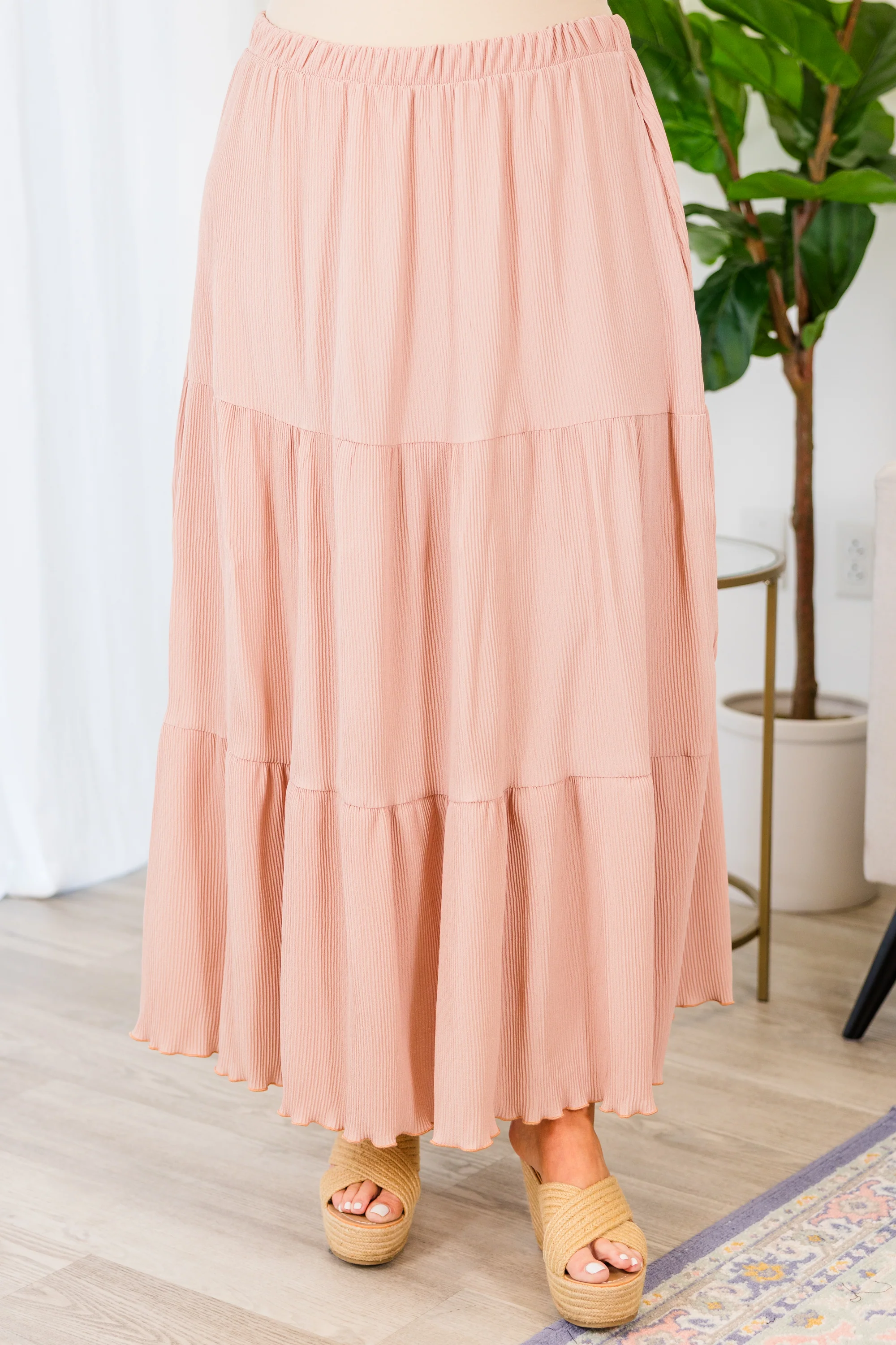 Refreshing Breeze Skirt, Dusty Rose - Weilaico